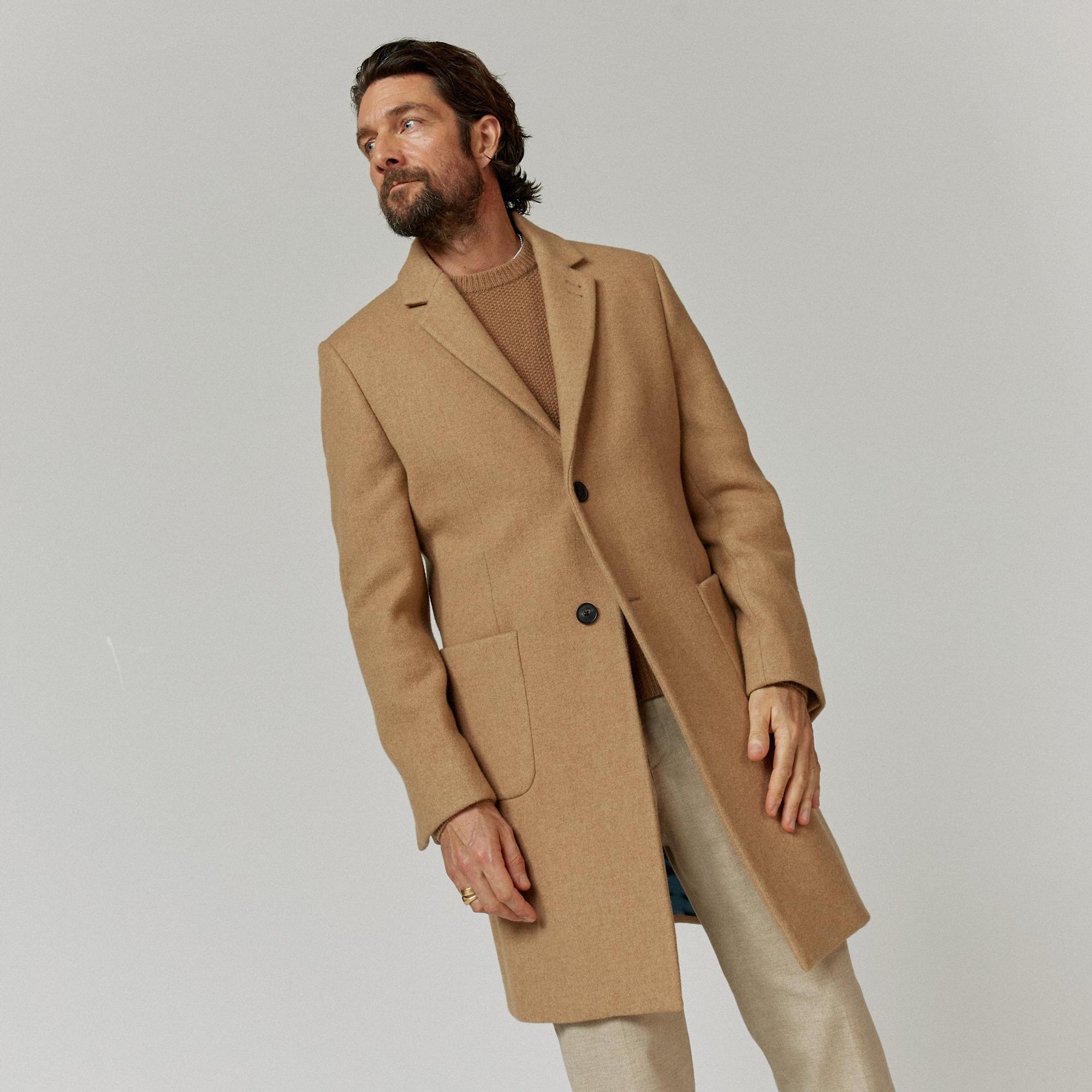 Product image 2 of 12 of Oliver Sweeney Men's Eglinton Italian Recycled Wool Overcoat - Wheat