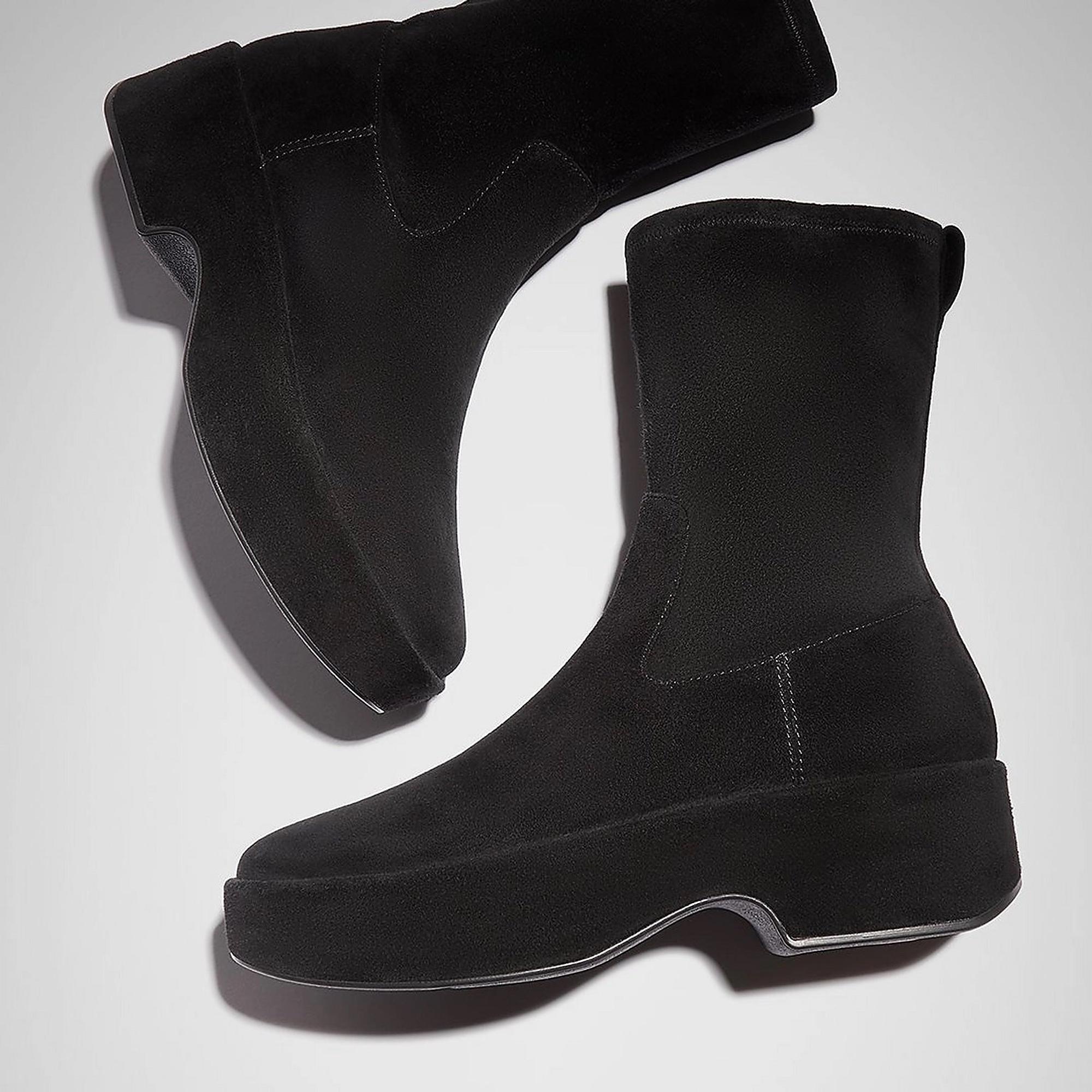 Product image 5 of 6 of FitFlop Women's F-LUMA Stretch Suede Demi-Wedge Mid-Calf Boots - All Black