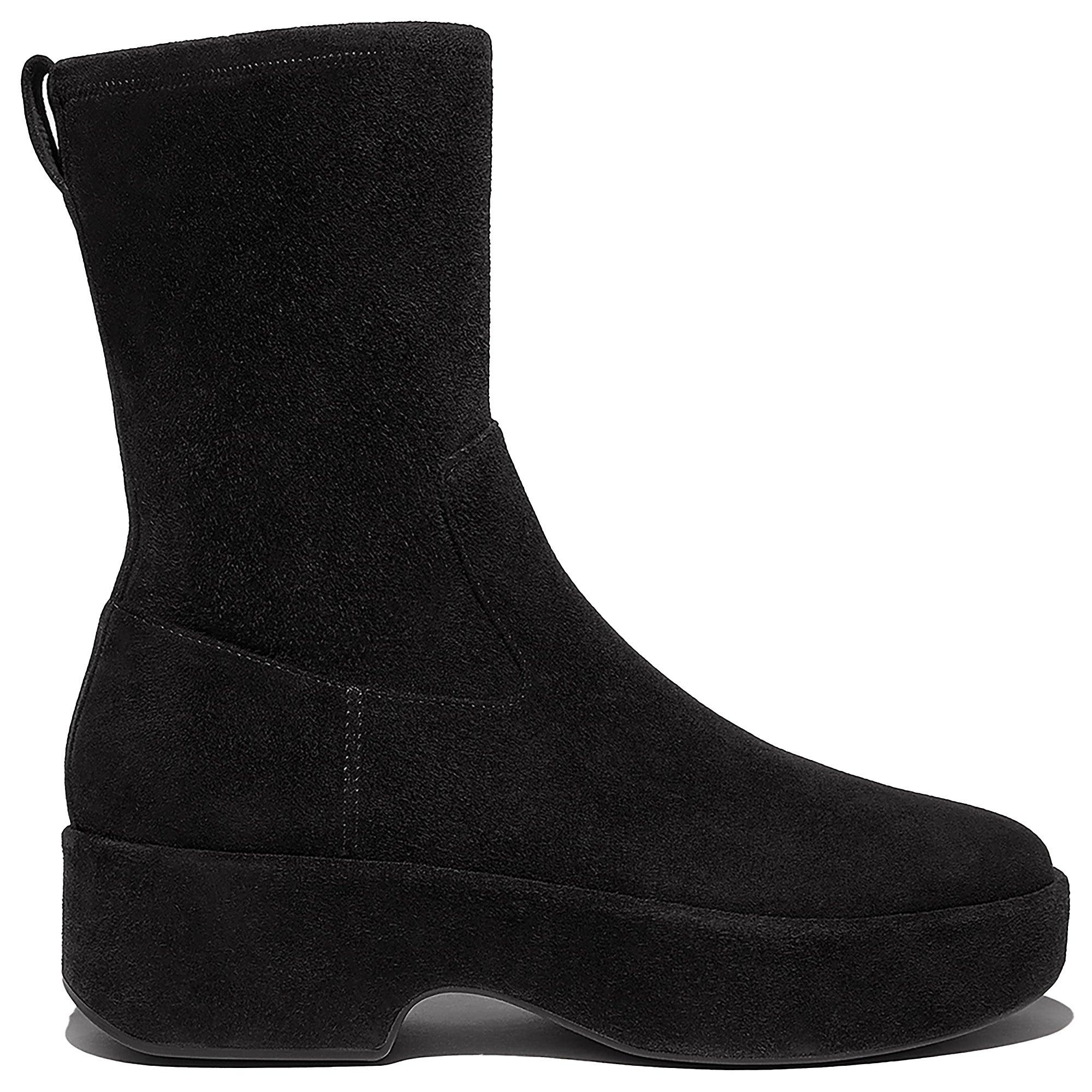 Product image 1 of 6 of FitFlop Women's F-LUMA Stretch Suede Demi-Wedge Mid-Calf Boots - All Black