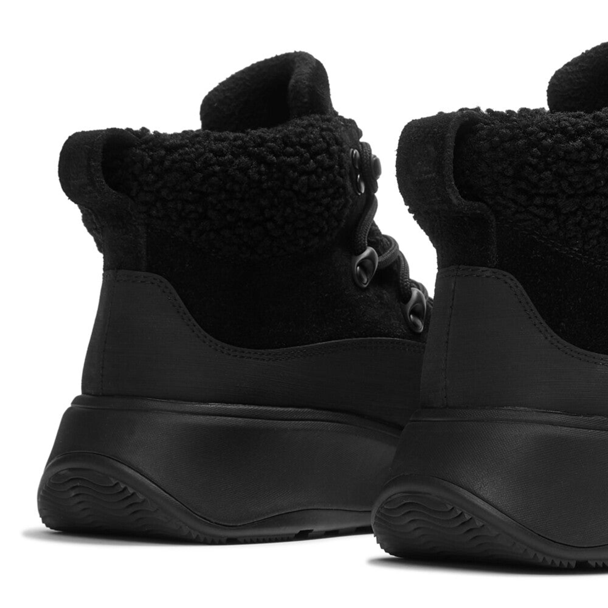 Product image 6 of 7 of FitFlop Women's F-MODE Teddy-Collar Warm Suede Lace-Up Booties - All Black