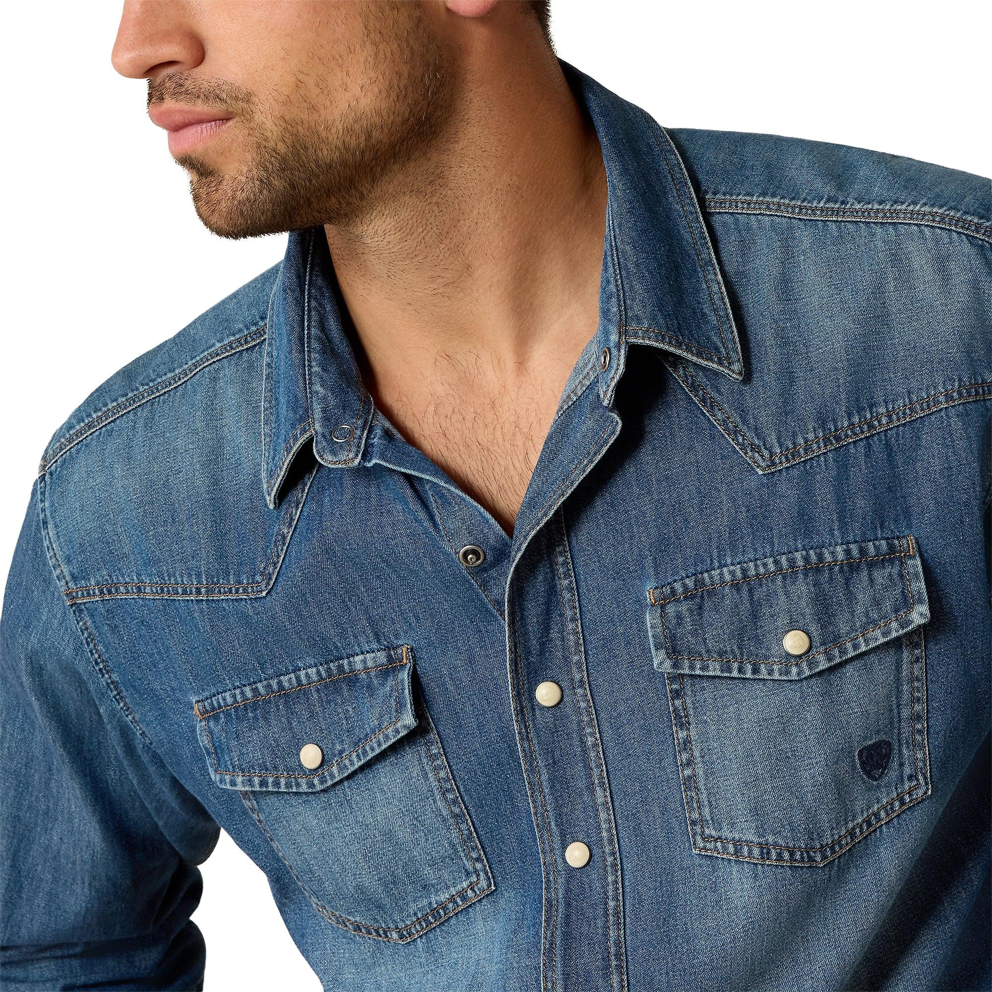Product image 4 of 5 of Ariat Men's Denim Retro Fit Shirt - Stone
