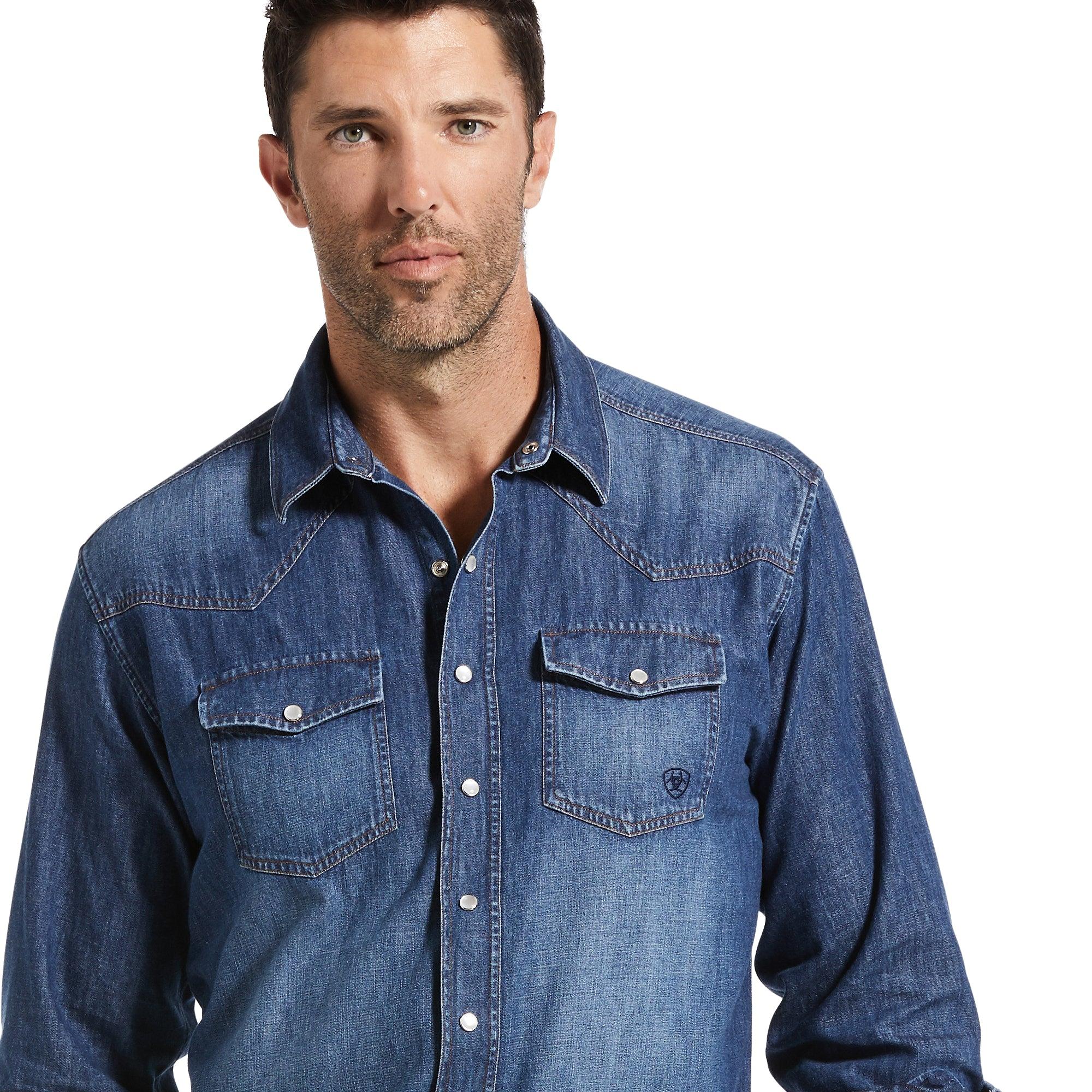 Product image 5 of 5 of Ariat Men's Denim Retro Fit Shirt - Stone