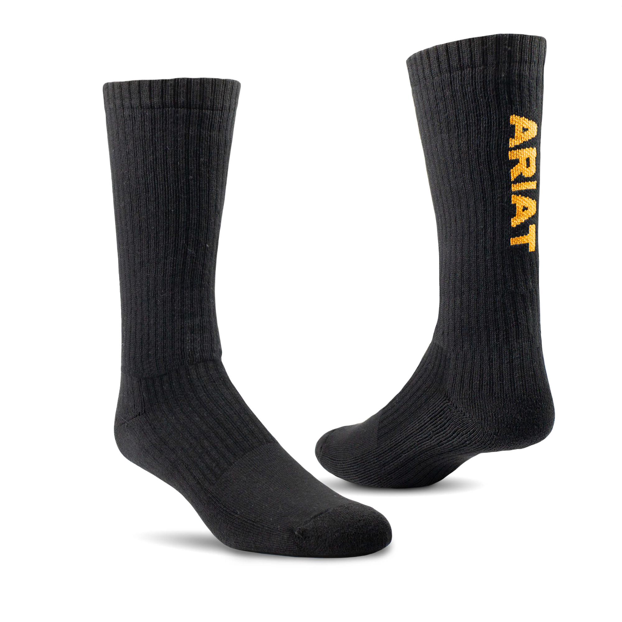 Product image 1 of 1 of Ariat Men's Premium Ringspun Cotton Mid Calf 3 Pack Work Socks - Black