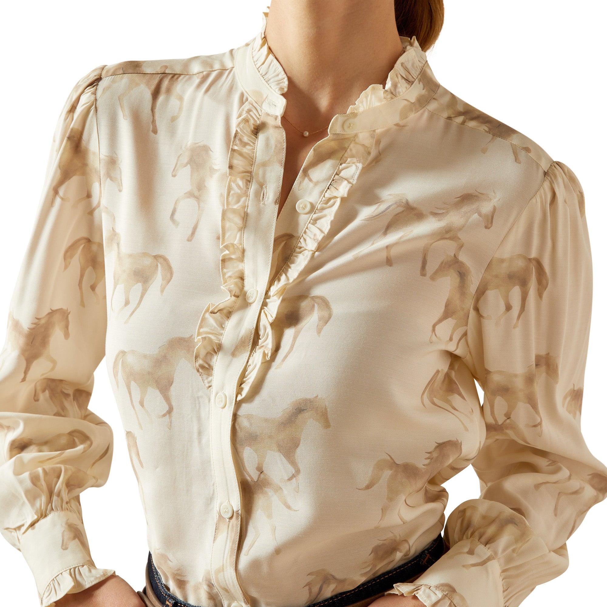 Product image 3 of 5 of Ariat Women's Cricklade Blouse - Watercolor Horse Print