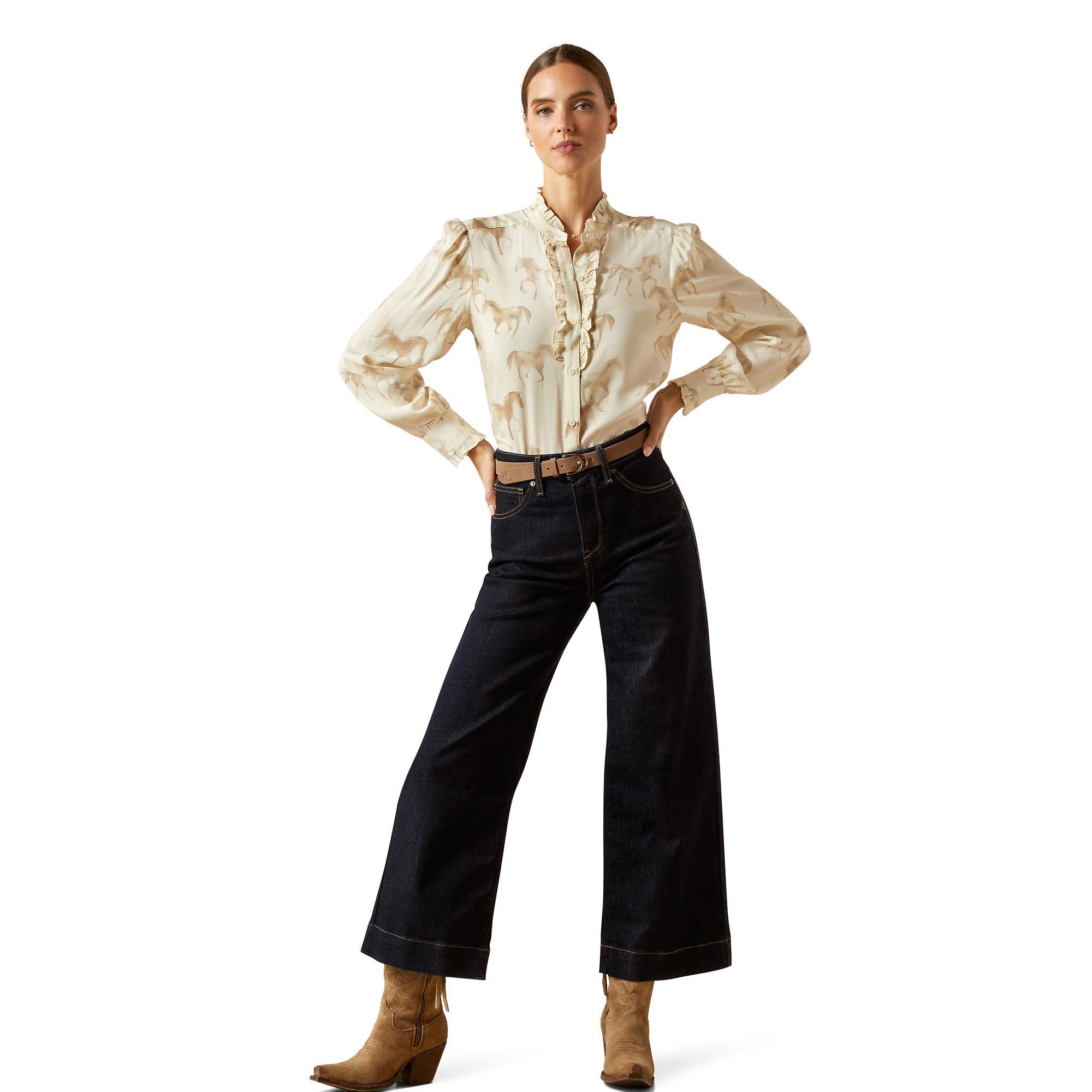 Product image 5 of 5 of Ariat Women's Cricklade Blouse - Watercolor Horse Print