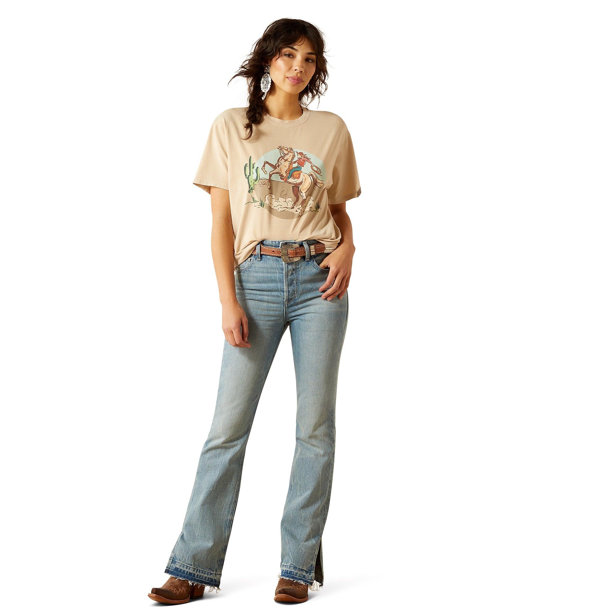 Product image 4 of 4 of Ariat Women's Ride On T-Shirt - Oyster Grey Mineral Wash