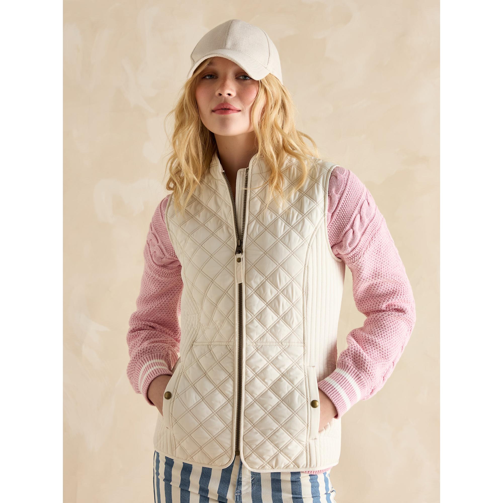 Product image 2 of 8 of Joules Women's Minx Showerproof Diamond Quilted Gilet - Cream