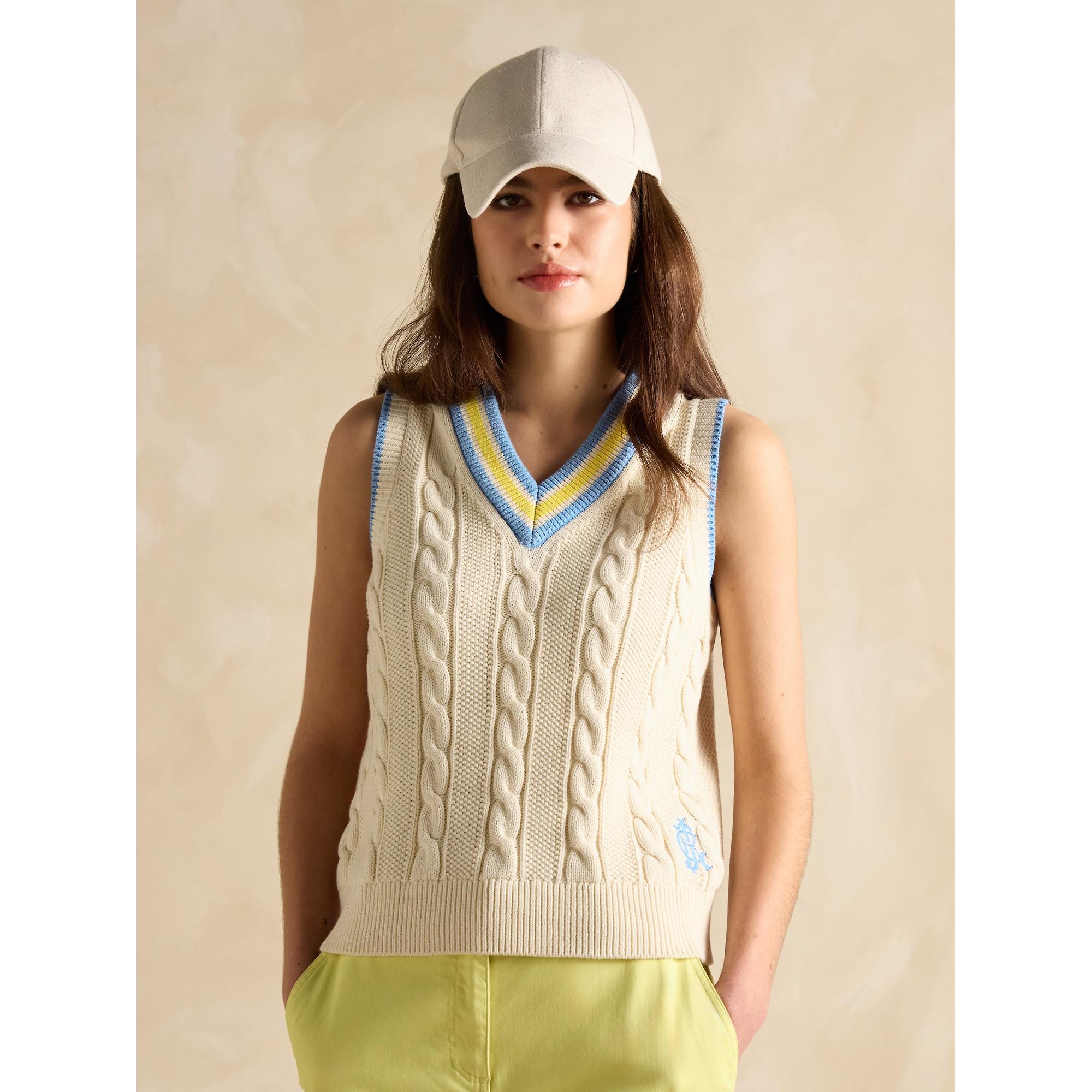 Product image 2 of 9 of Joules Women's Deuce Cable Knitted Vest - Cream