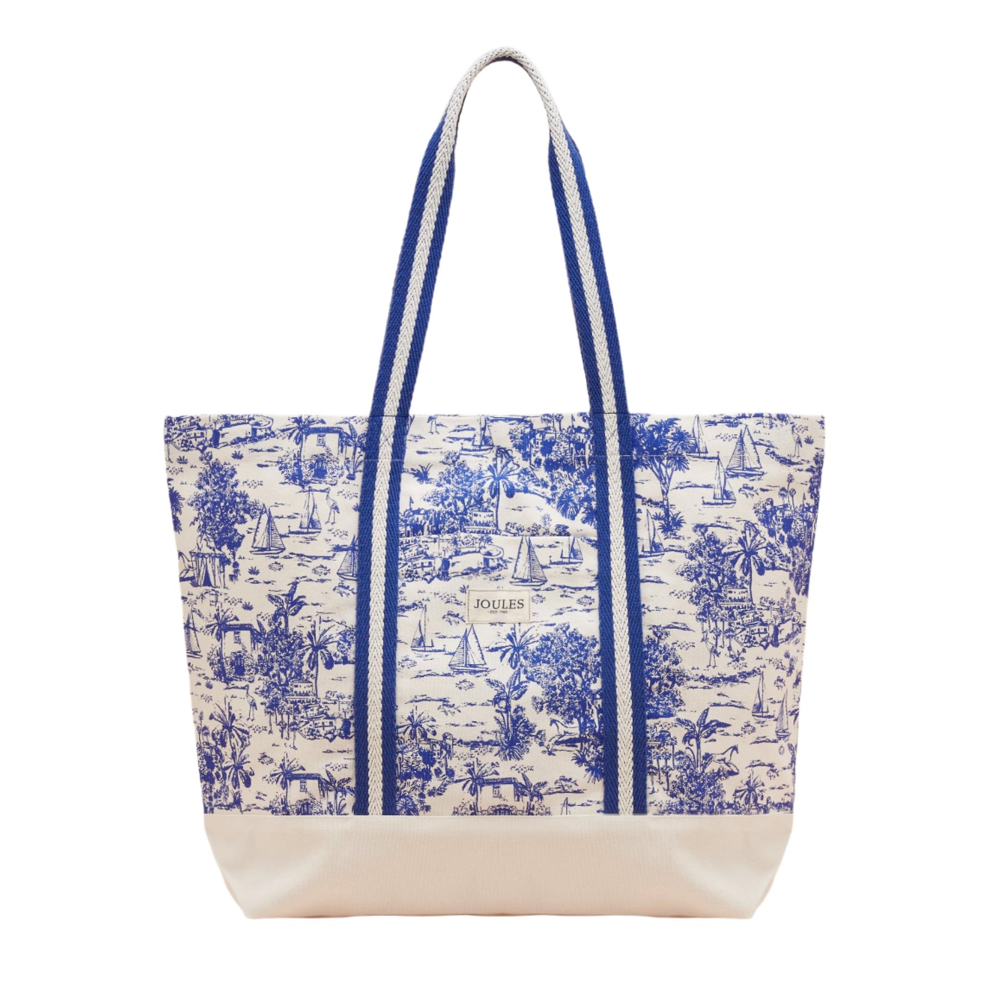 Product image 1 of 7 of Joules Women's Promenade Canvas Beach Bag - Blue Toile