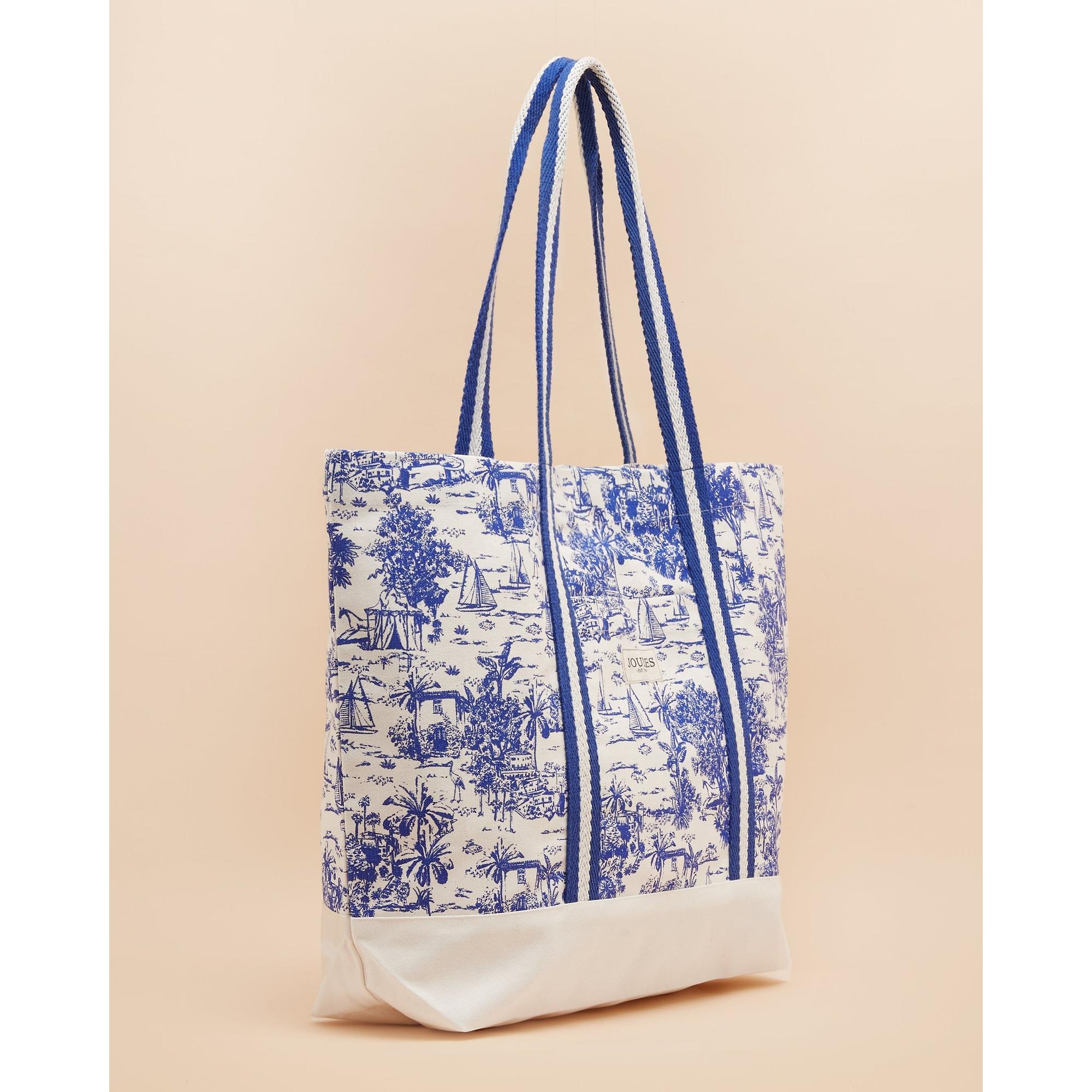 Product image 3 of 7 of Joules Women's Promenade Canvas Beach Bag - Blue Toile