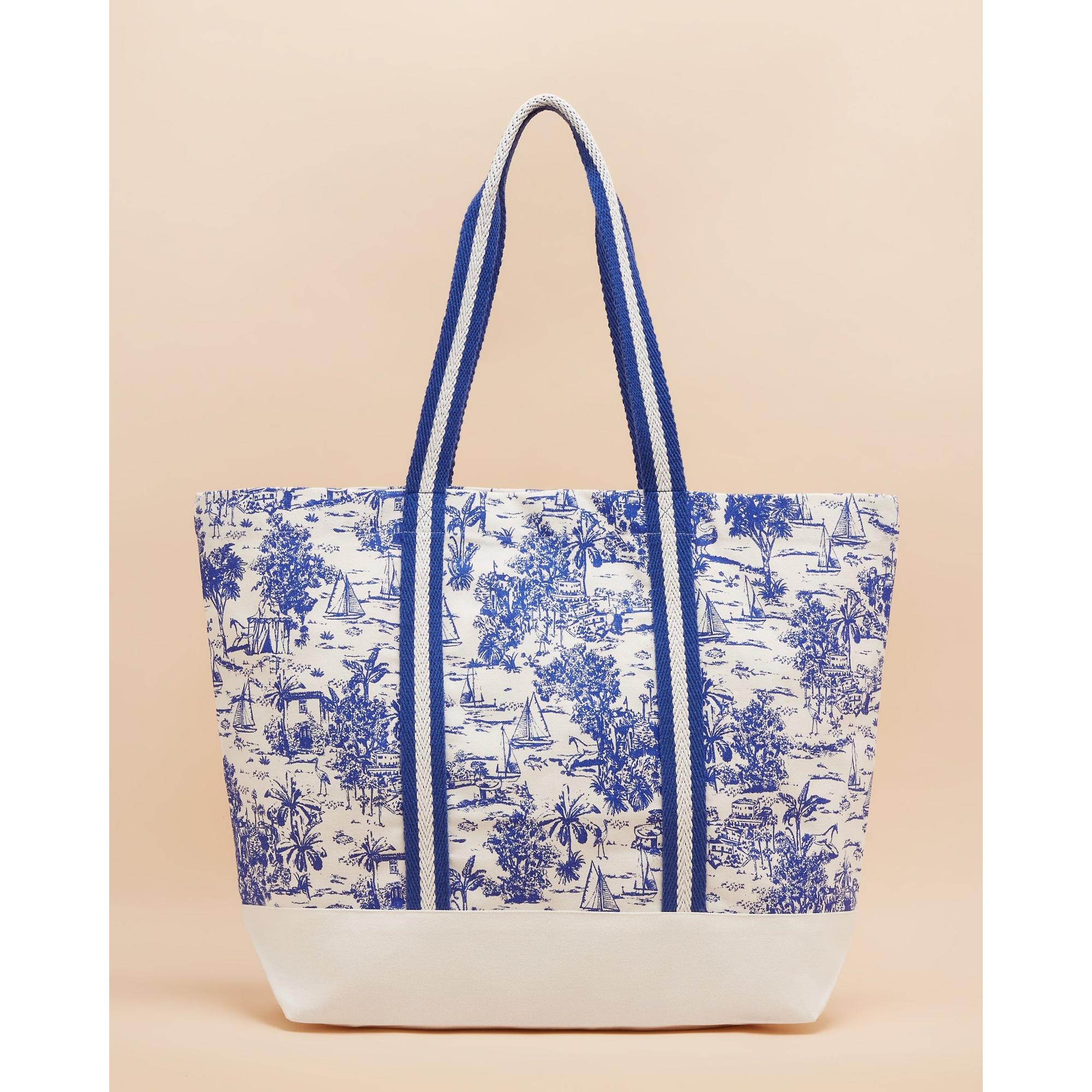 Product image 2 of 7 of Joules Women's Promenade Canvas Beach Bag - Blue Toile