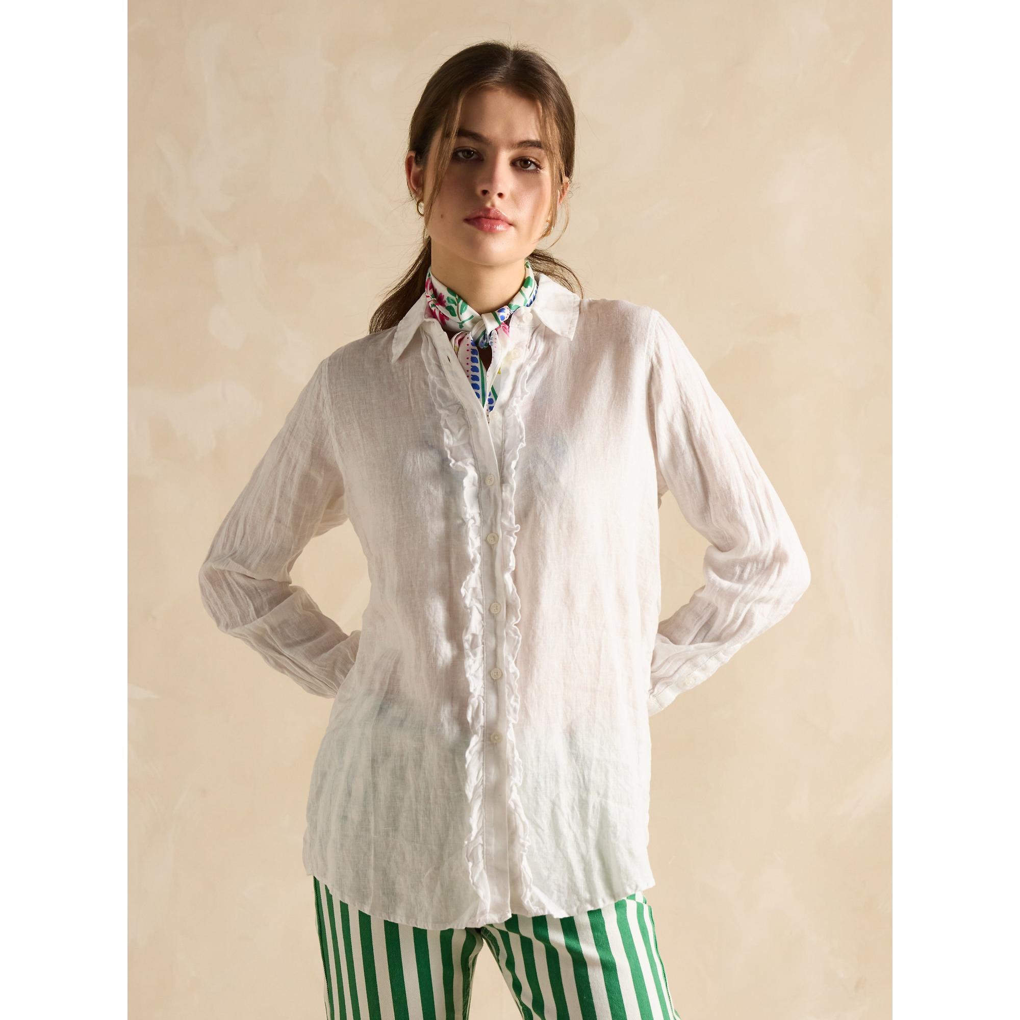 Product image 2 of 7 of Joules Women's Selene Linen Ruffle Shirt - White