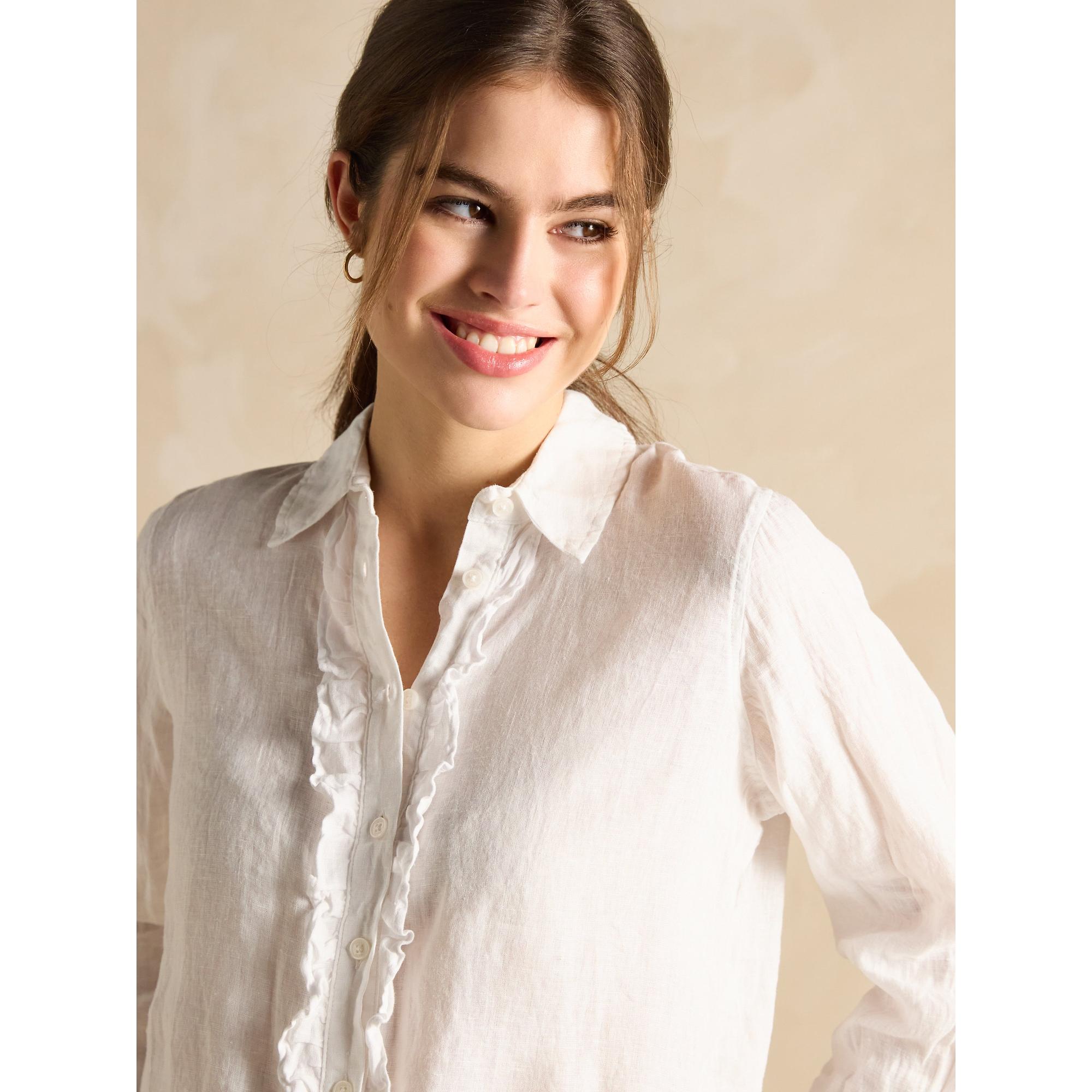 Product image 5 of 7 of Joules Women's Selene Linen Ruffle Shirt - White