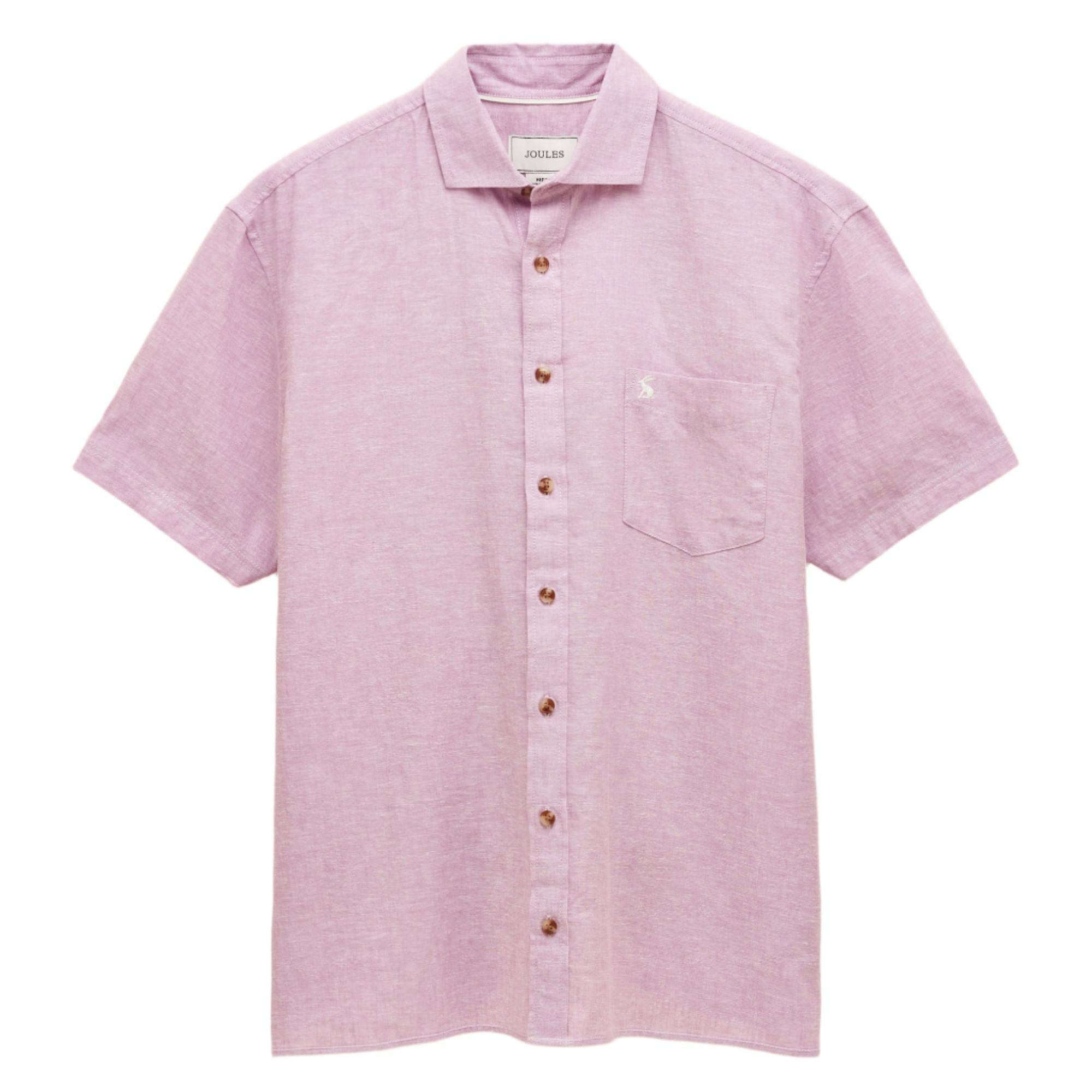 Product image 1 of 5 of Joules Men's Plain Short Sleeve Linen Shirt - Violet Purple