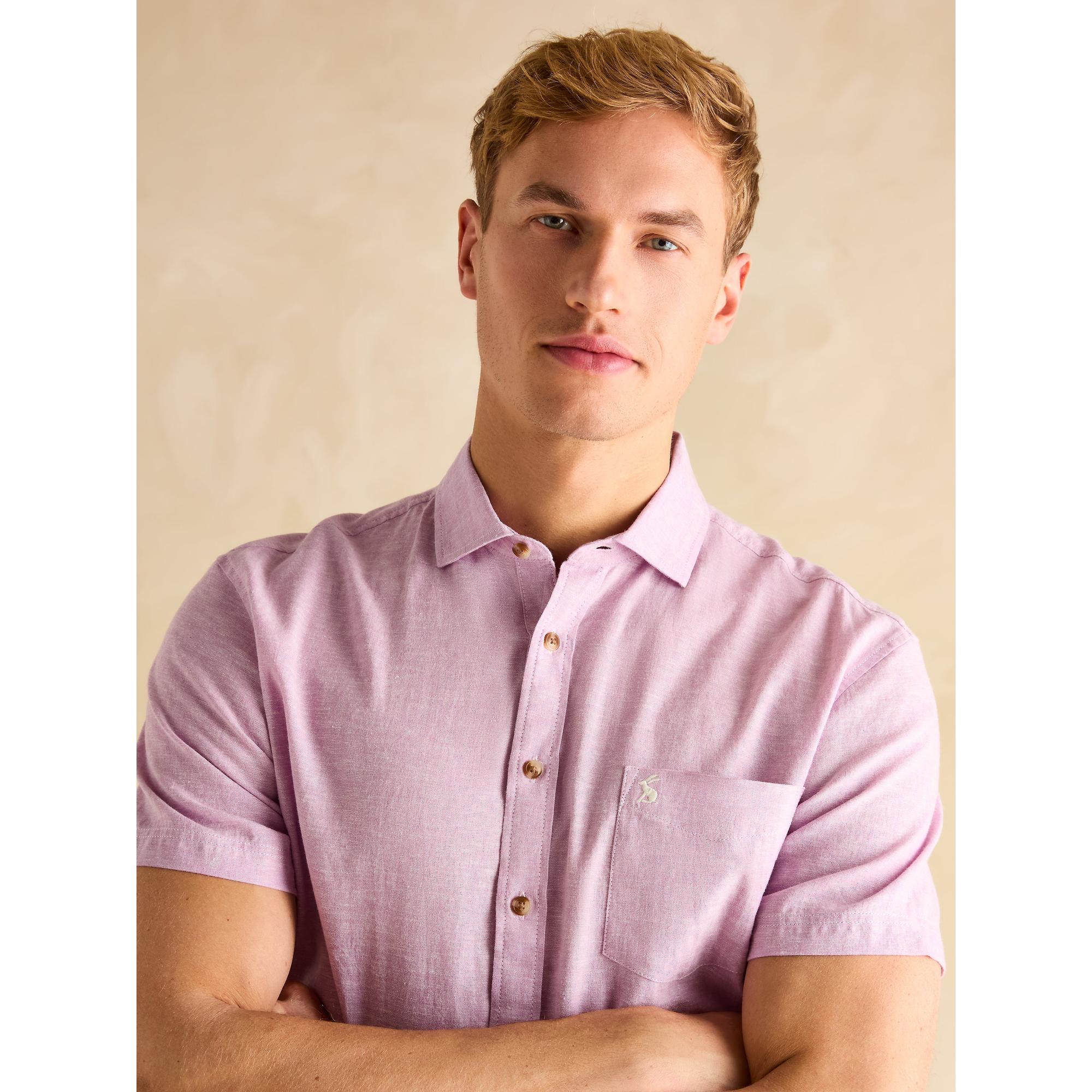 Product image 4 of 5 of Joules Men's Plain Short Sleeve Linen Shirt - Violet Purple