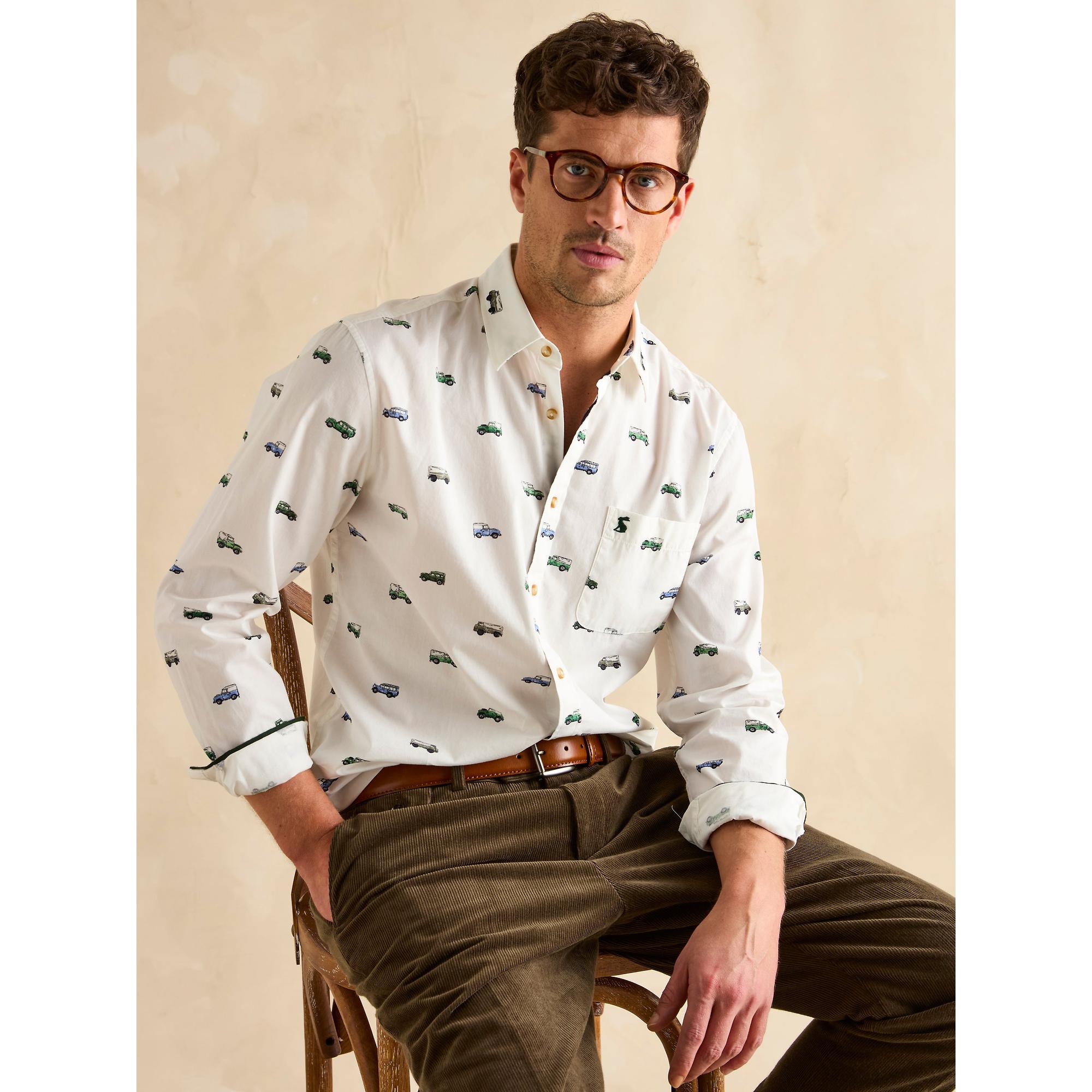 Product image 3 of 8 of Joules Men's Invitation 'Land Rover' Cotton Shirt - White