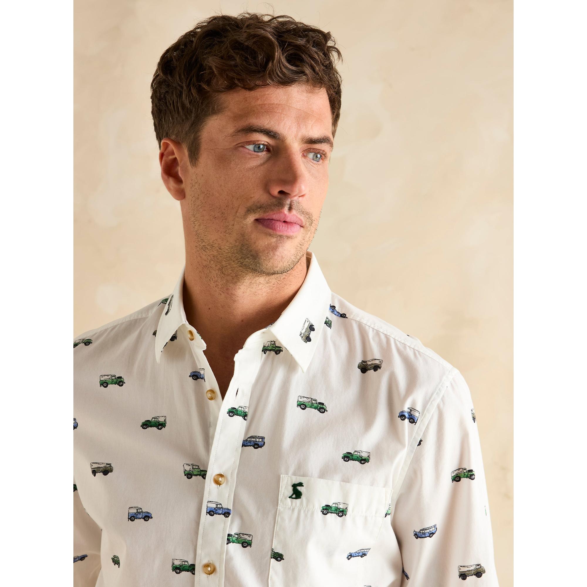 Product image 4 of 8 of Joules Men's Invitation 'Land Rover' Cotton Shirt - White