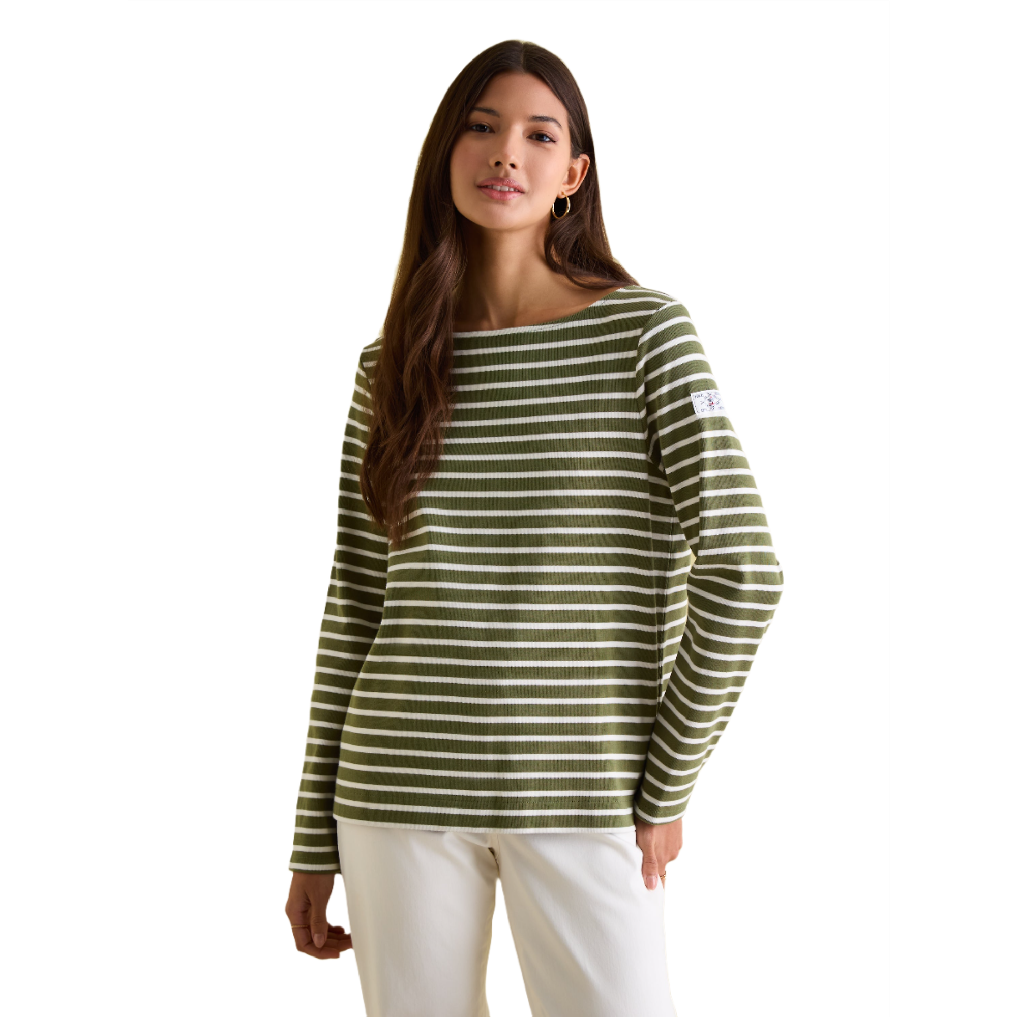 Product image 3 of 6 of Joules Women's New Harbour Boat Neck Breton Top - Green Stripe