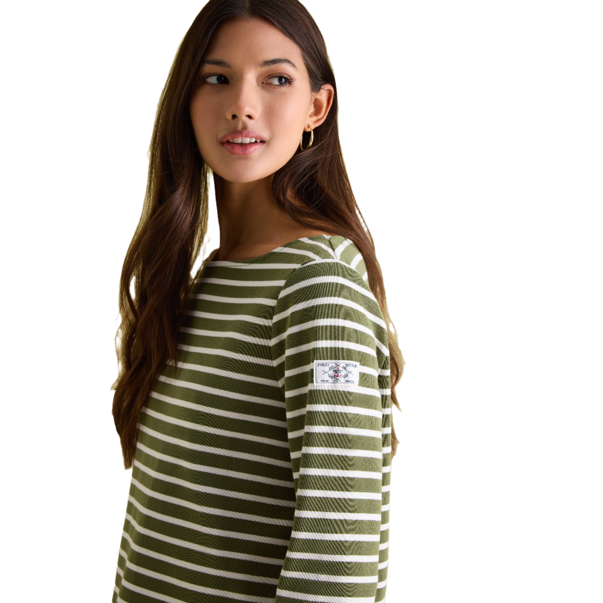 Product image 5 of 6 of Joules Women's New Harbour Boat Neck Breton Top - Green Stripe
