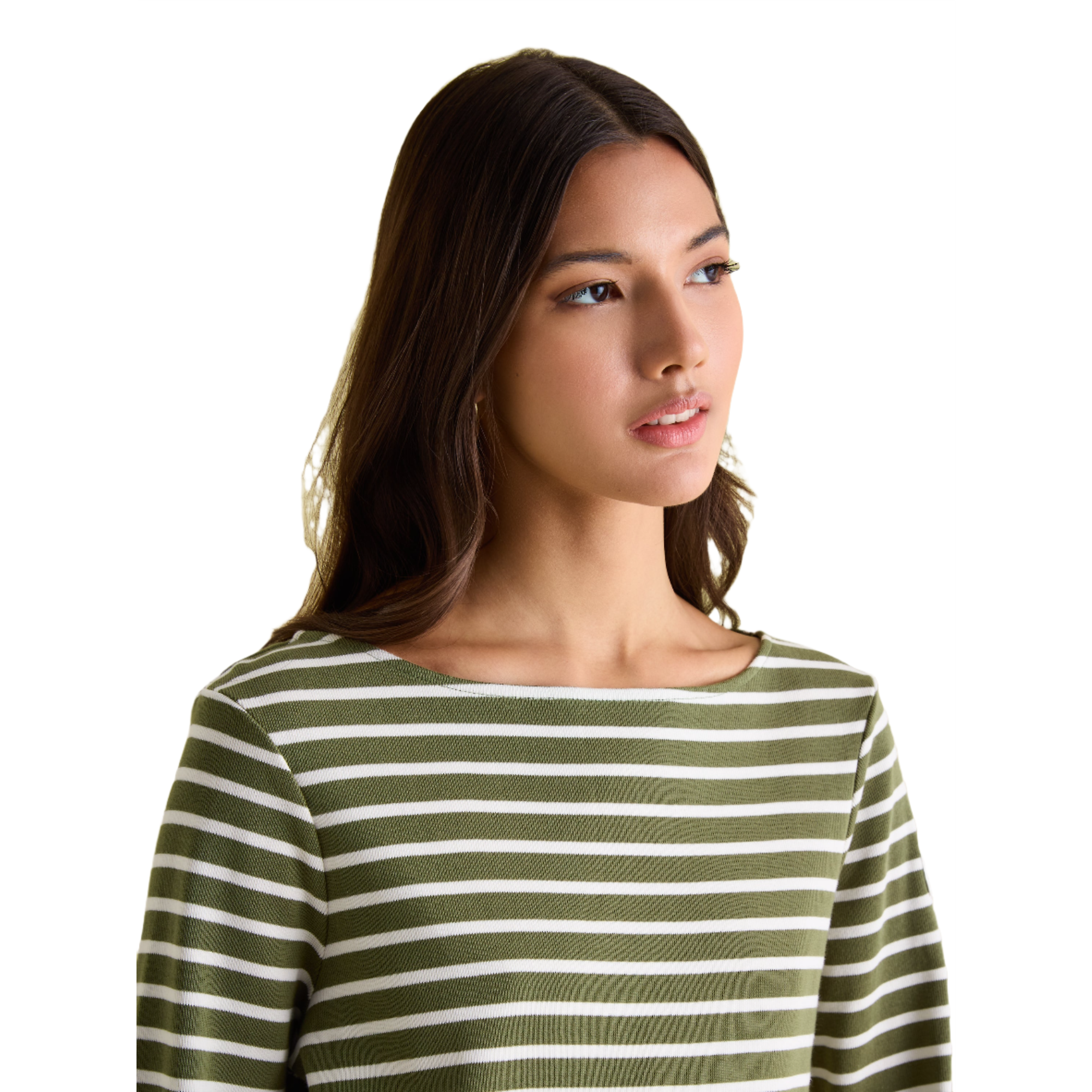 Product image 6 of 6 of Joules Women's New Harbour Boat Neck Breton Top - Green Stripe