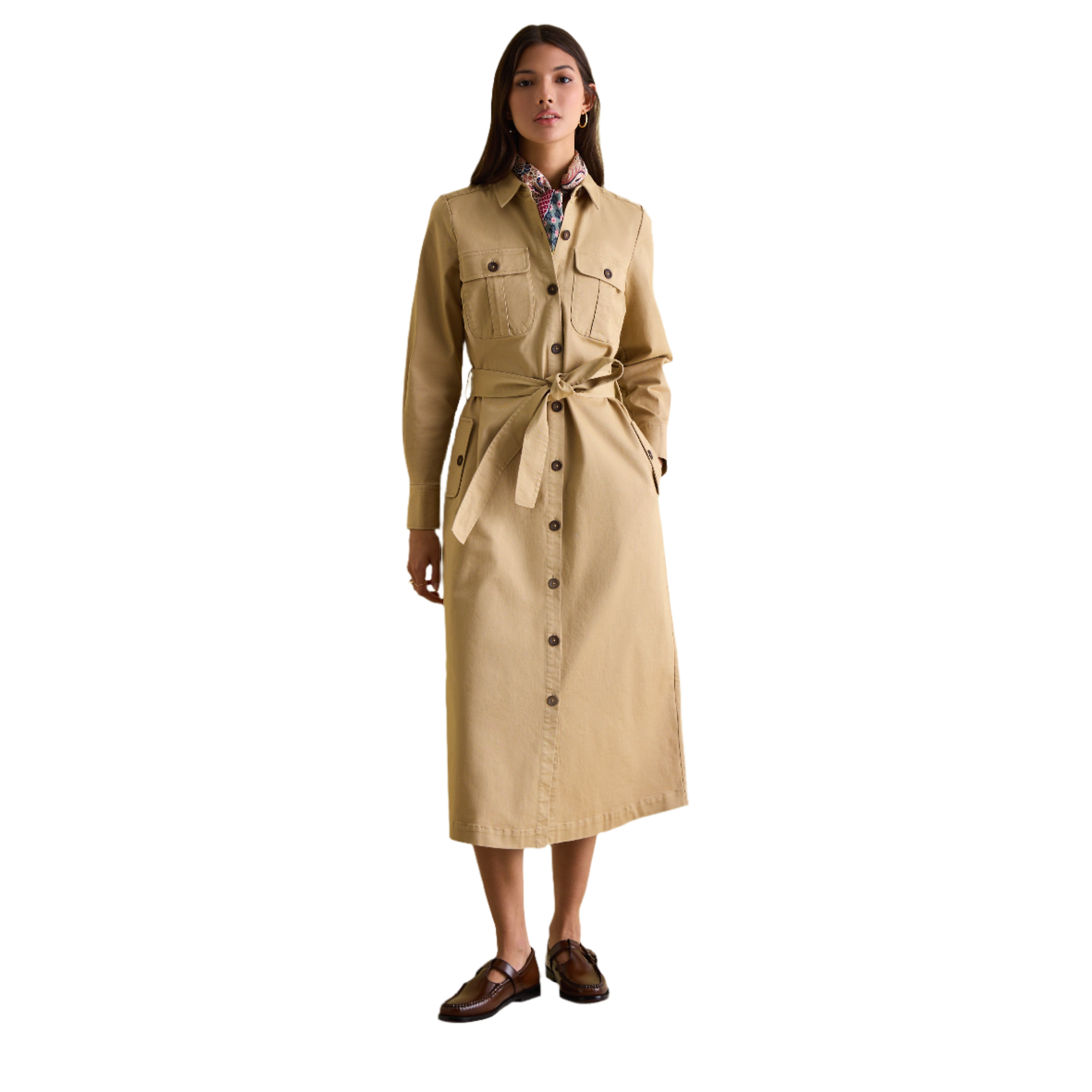 Product image 2 of 8 of Joules Women's Meredith Midi Shirt Dress - Tan Brown