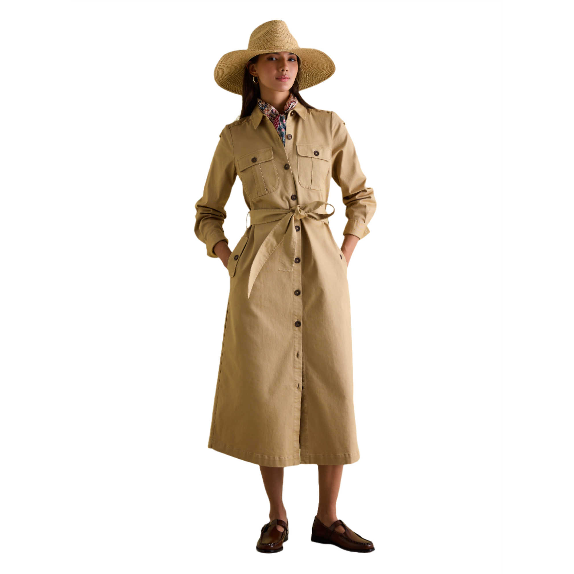 Product image 3 of 8 of Joules Women's Meredith Midi Shirt Dress - Tan Brown