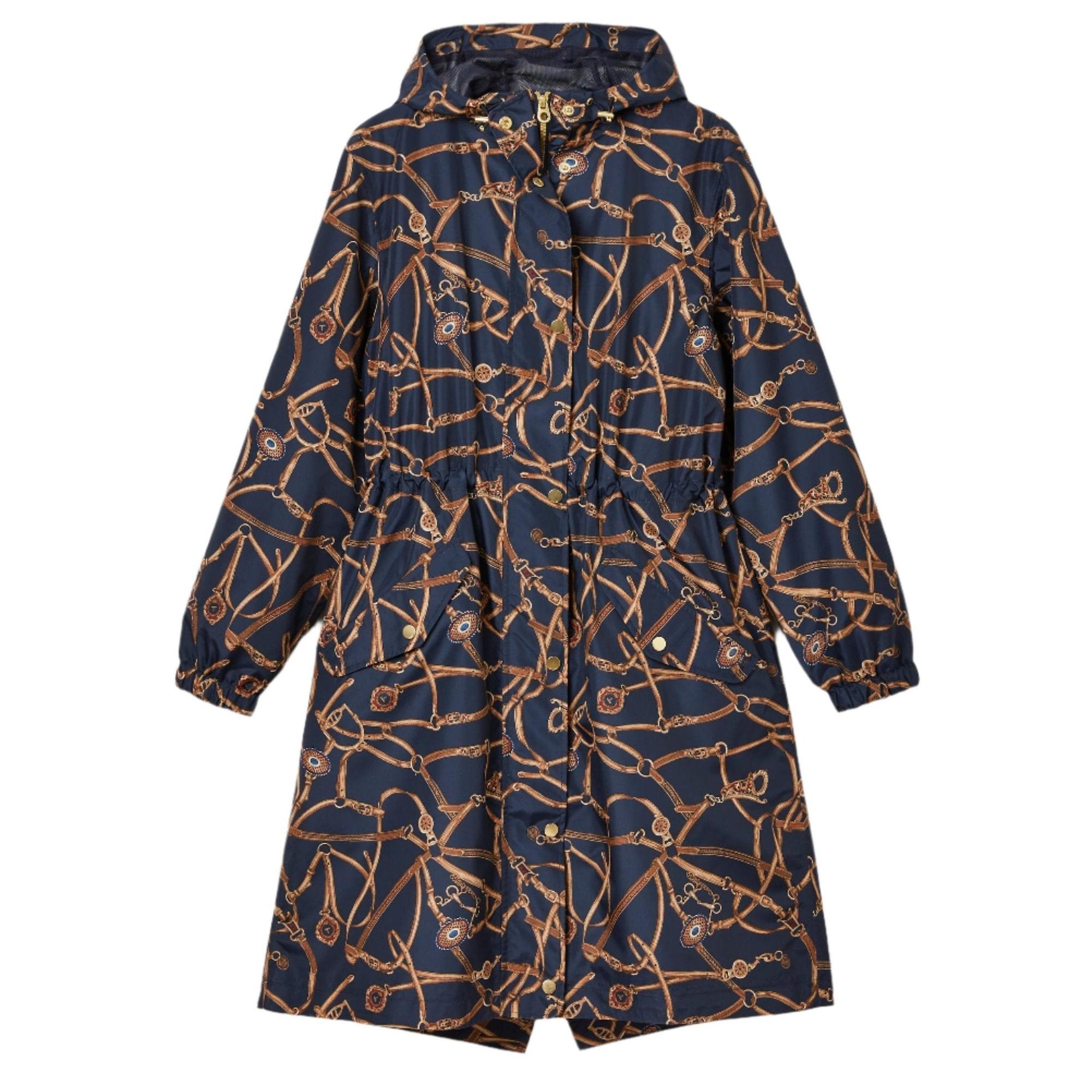 Product image 1 of 10 of Joules Women's Holkham Waterproof Packable Hooded Raincoat - Navy Blue Bridle