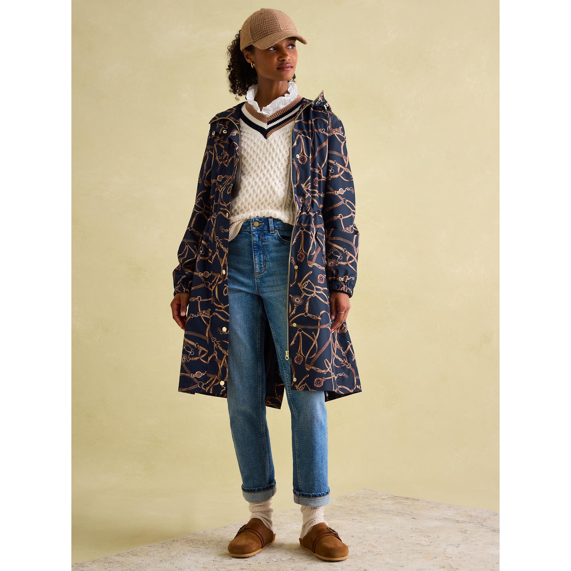 Product image 3 of 10 of Joules Women's Holkham Waterproof Packable Hooded Raincoat - Navy Blue Bridle