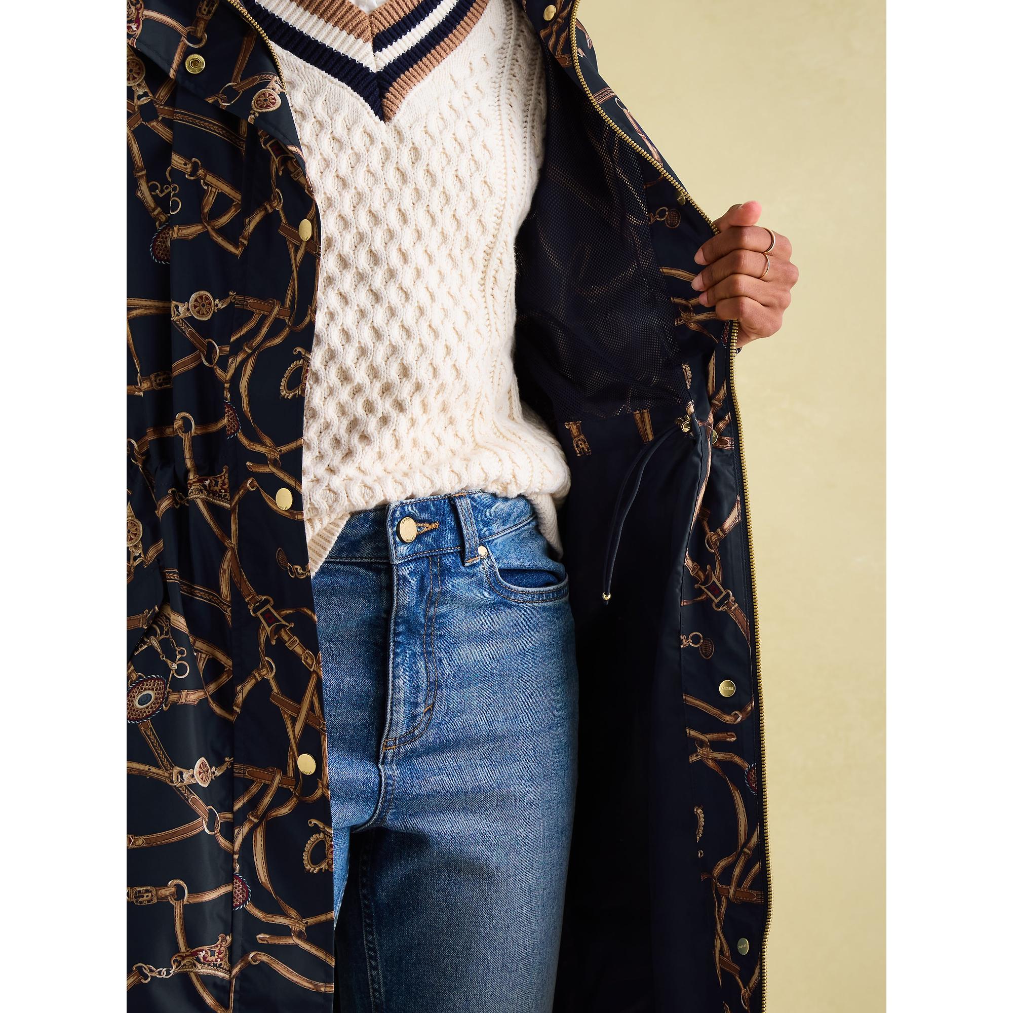 Product image 7 of 10 of Joules Women's Holkham Waterproof Packable Hooded Raincoat - Navy Blue Bridle