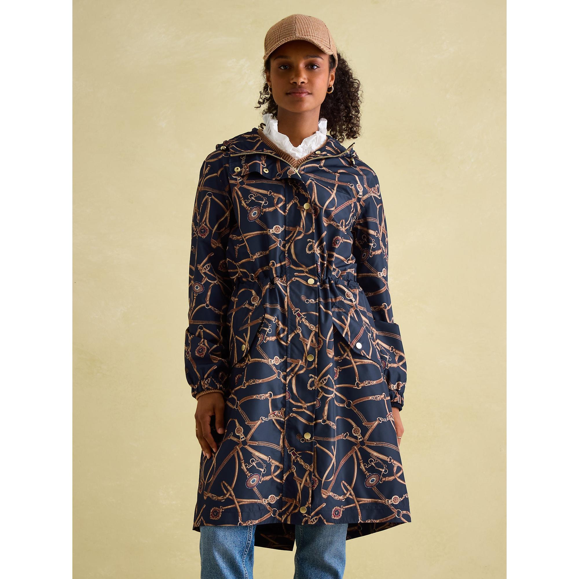 Product image 2 of 10 of Joules Women's Holkham Waterproof Packable Hooded Raincoat - Navy Blue Bridle