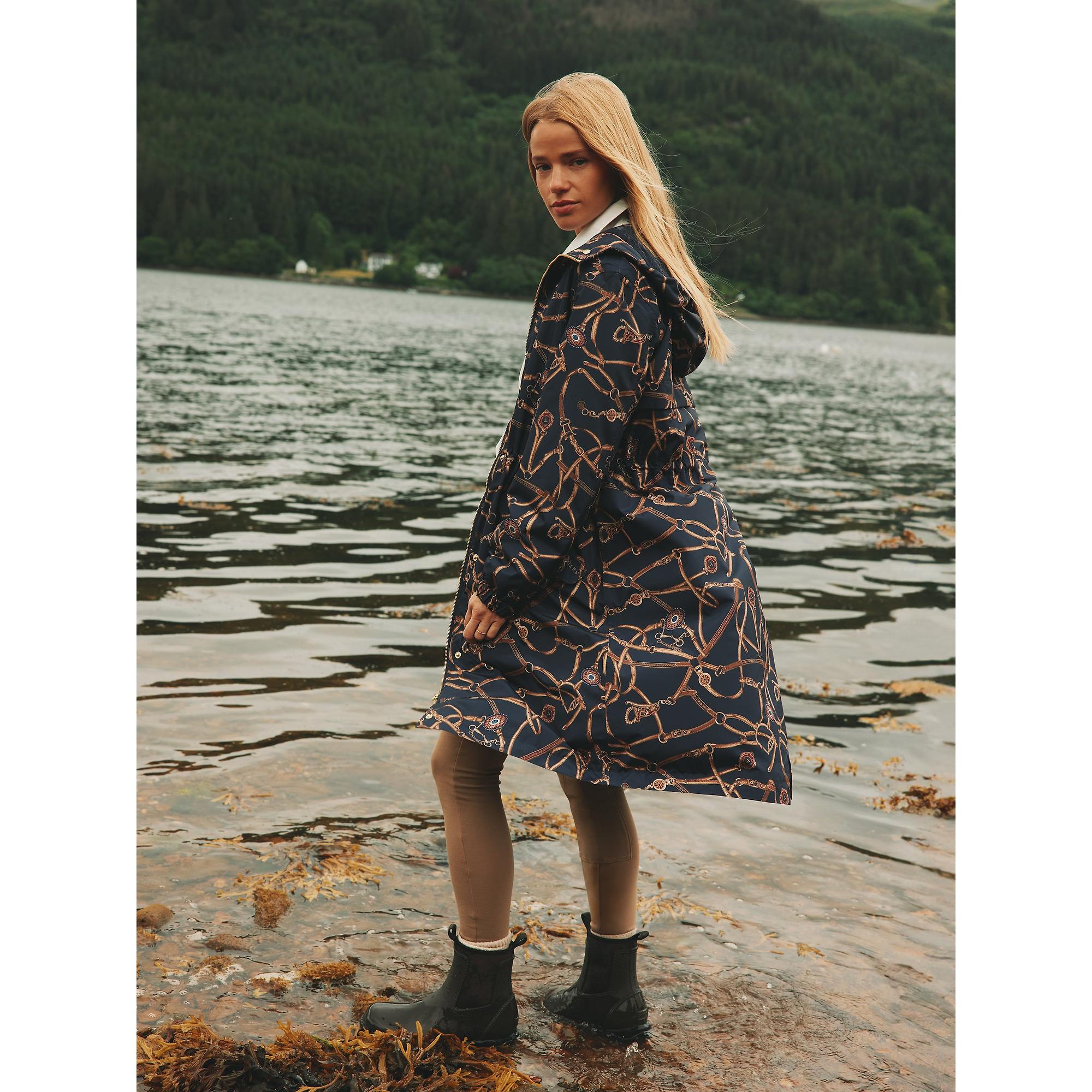 Product image 10 of 10 of Joules Women's Holkham Waterproof Packable Hooded Raincoat - Navy Blue Bridle