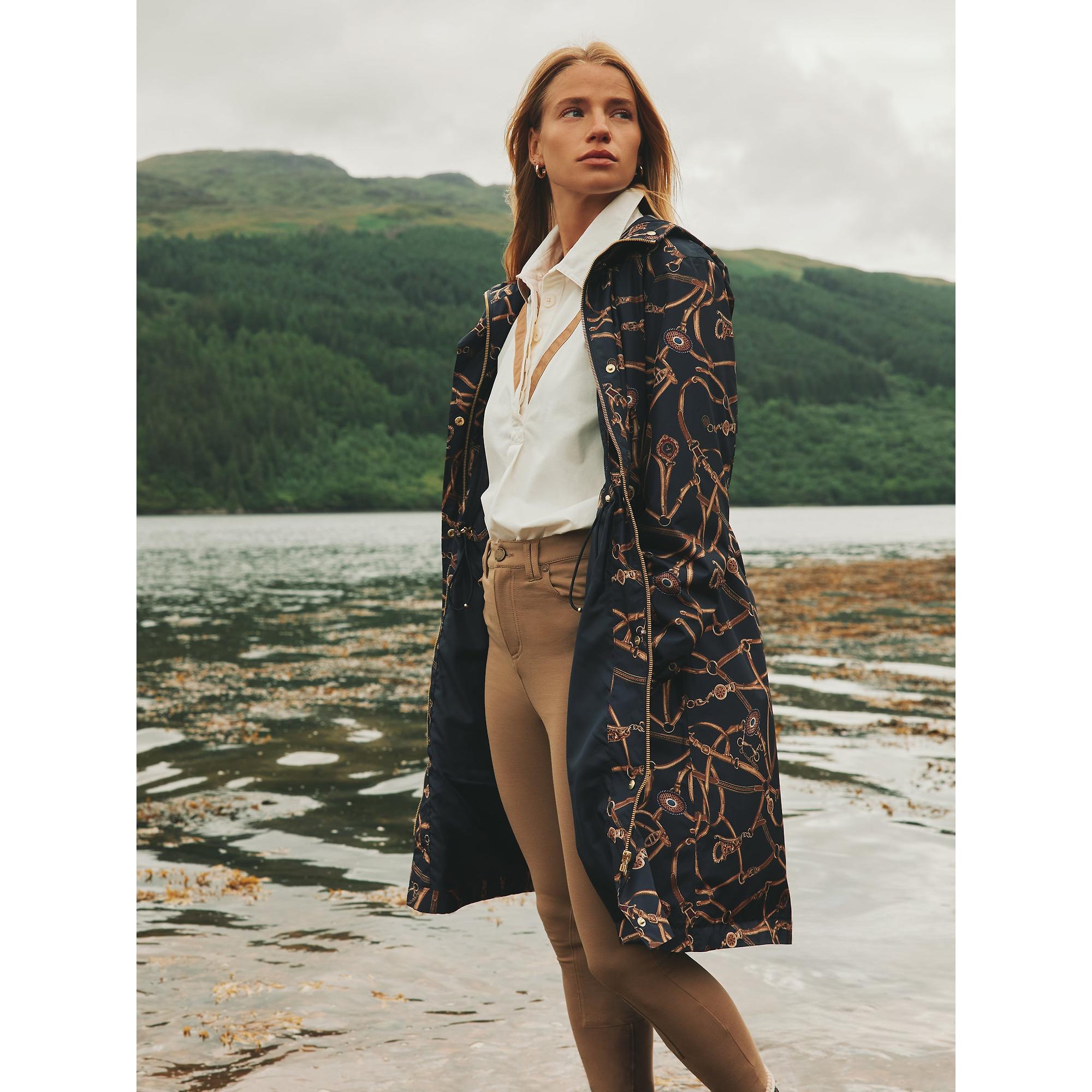 Product image 9 of 10 of Joules Women's Holkham Waterproof Packable Hooded Raincoat - Navy Blue Bridle