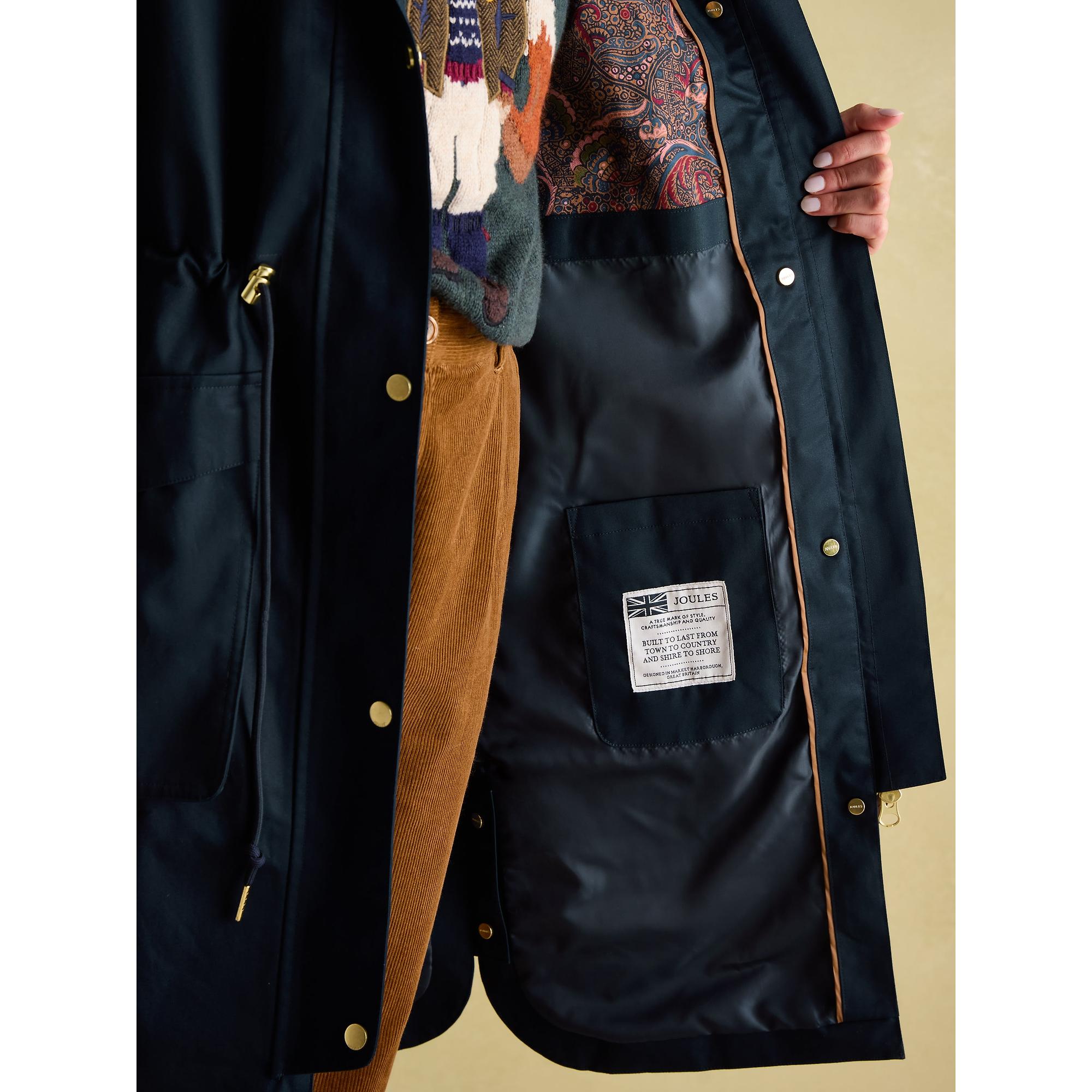 Product image 7 of 8 of Joules Women's Harpsden Waterproof Long Hooded Raincoat - Navy