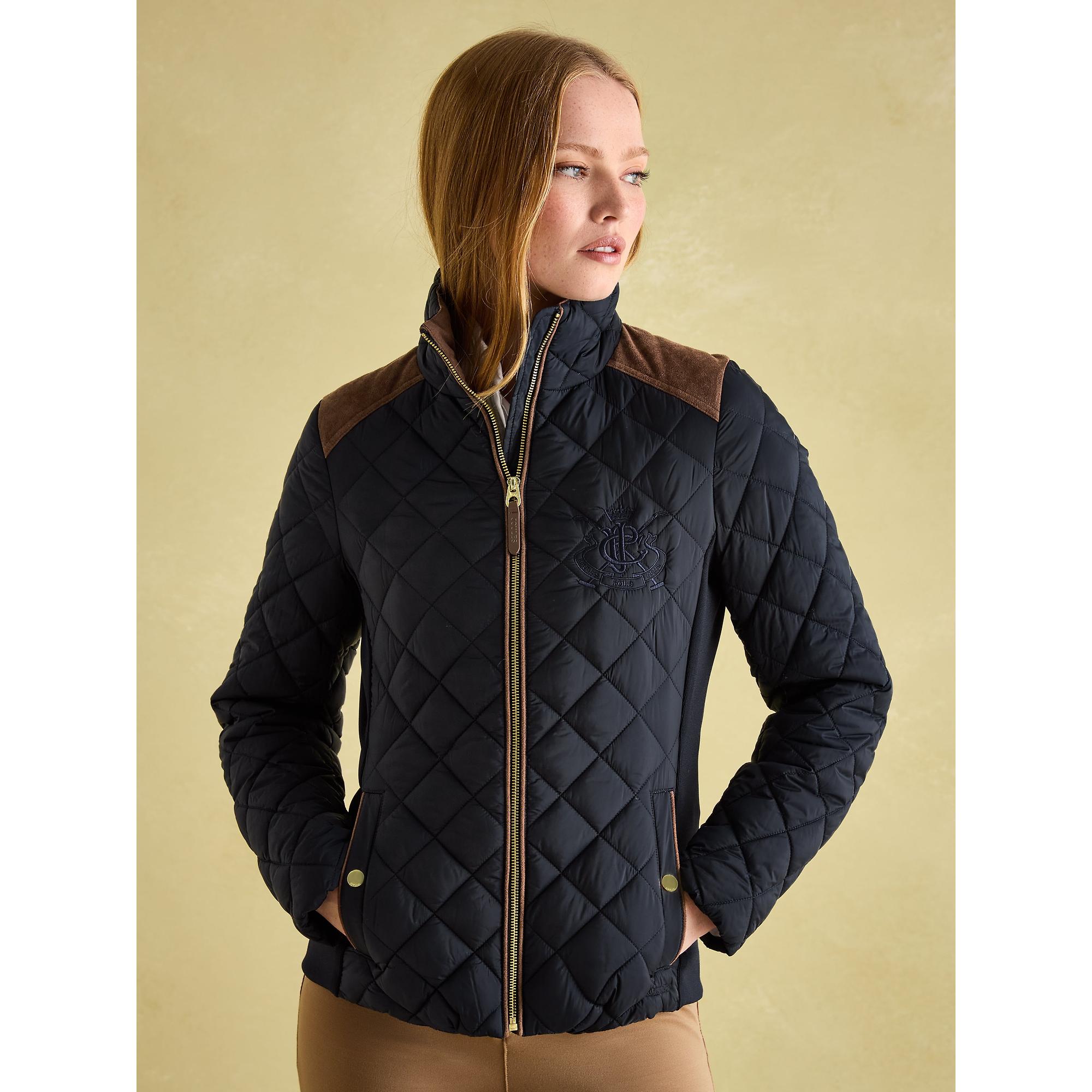 Product image 2 of 8 of Joules Women's Braemar Luxe Showerproof Diamond Quilted Coat - Navy