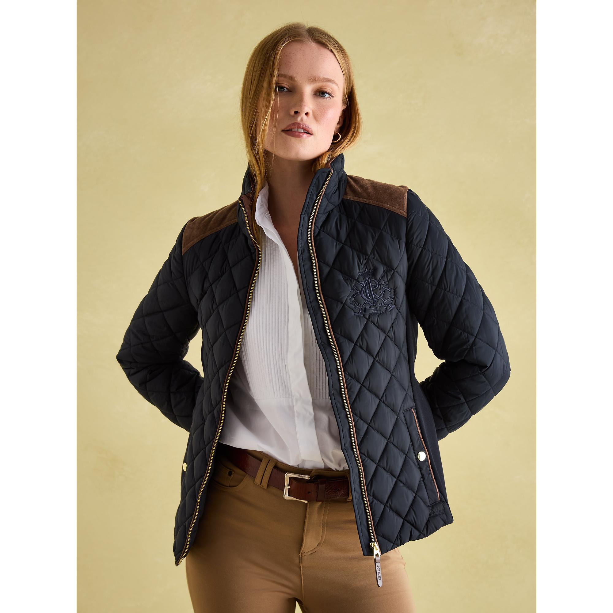Product image 4 of 8 of Joules Women's Braemar Luxe Showerproof Diamond Quilted Coat - Navy