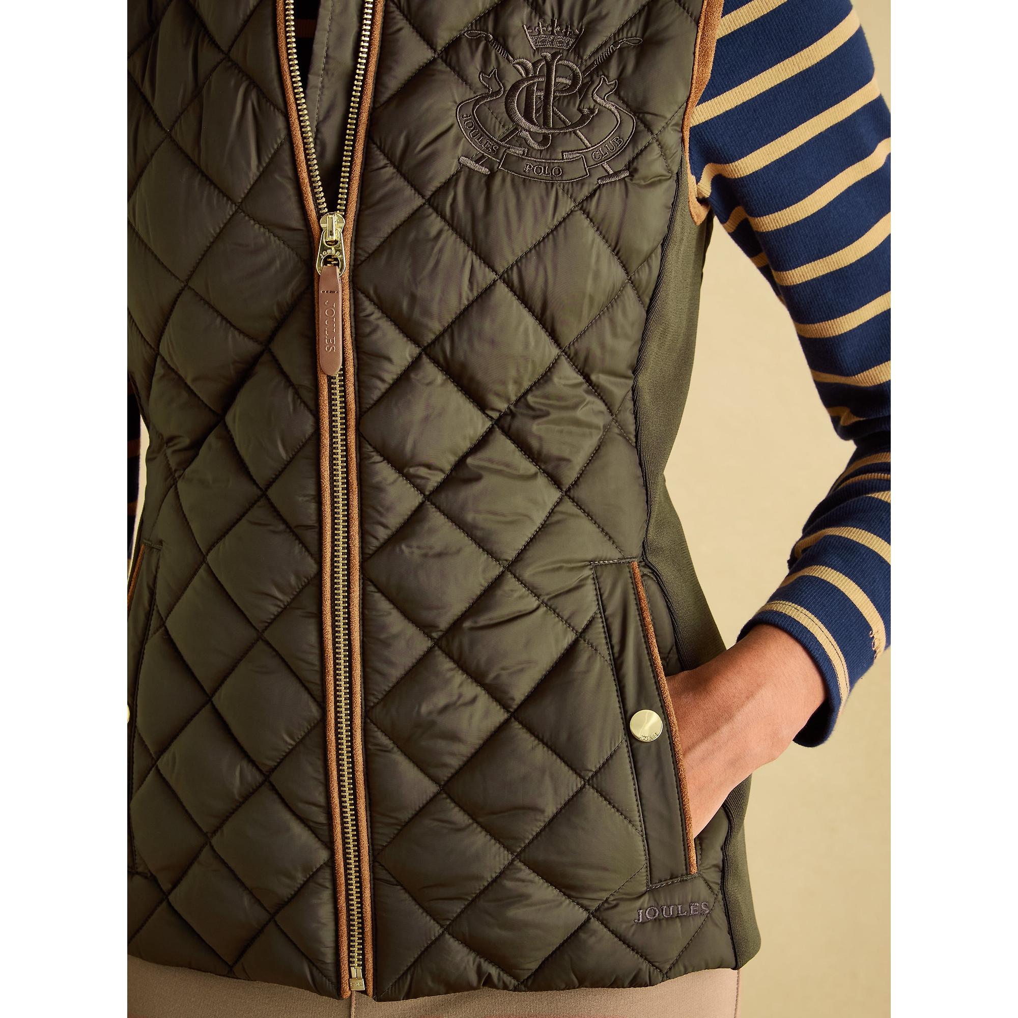 Product image 7 of 9 of Joules Women's Braemar Luxe Showerproof Diamond Quilted Gilet - Green