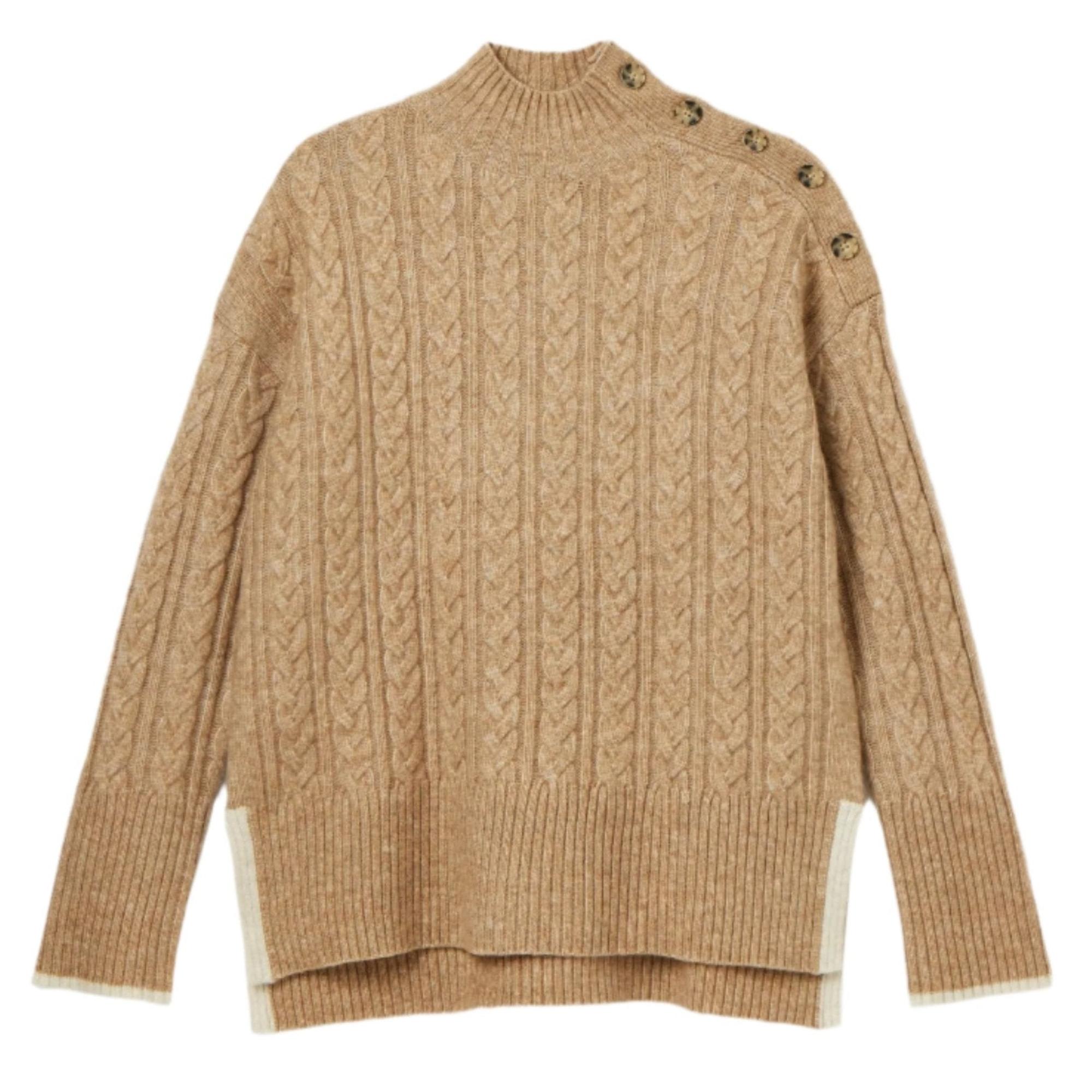 Product image 1 of 6 of Joules Women's Betsy Button Shoulder Cable Jumper - Camel