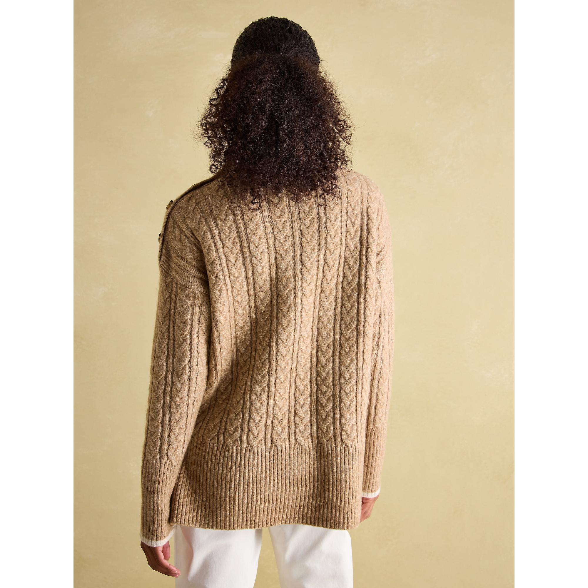 Product image 4 of 6 of Joules Women's Betsy Button Shoulder Cable Jumper - Camel