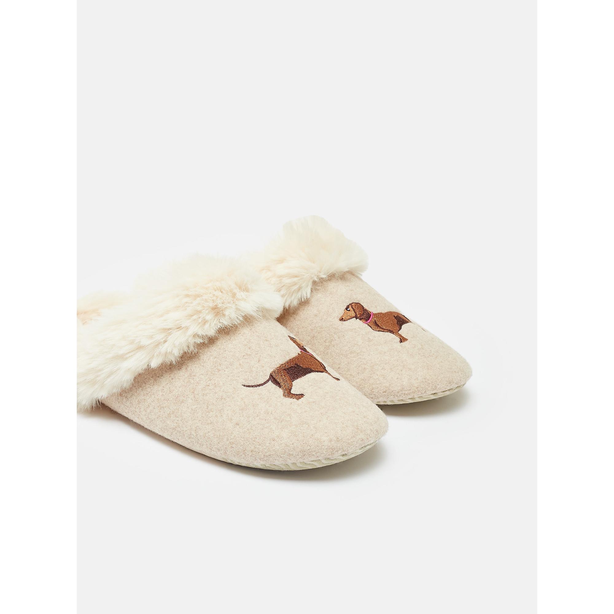 Product image 3 of 7 of Joules Women's Slippet Luxe Embroidered Slippers - Natural Dachshund