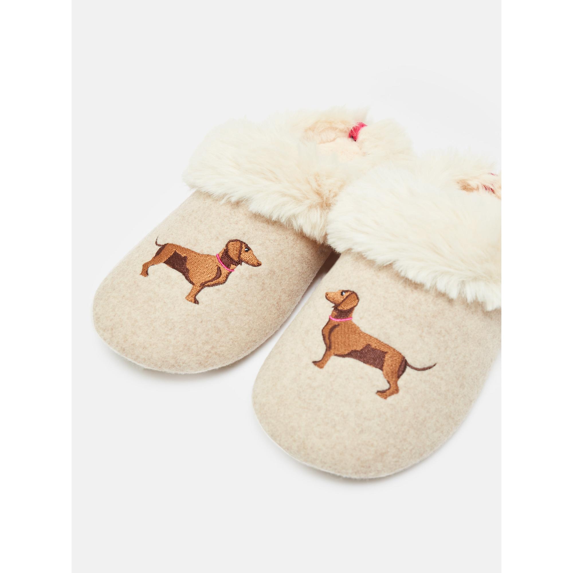 Product image 7 of 7 of Joules Women's Slippet Luxe Embroidered Slippers - Natural Dachshund
