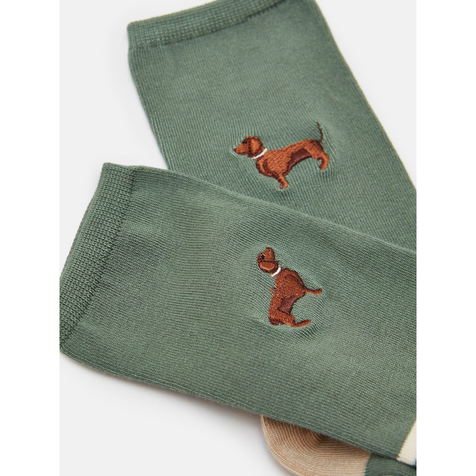 Product image 3 of 3 of Joules Women's Everyday Socks 2 Pack UK 4-8 - Green/Ecru