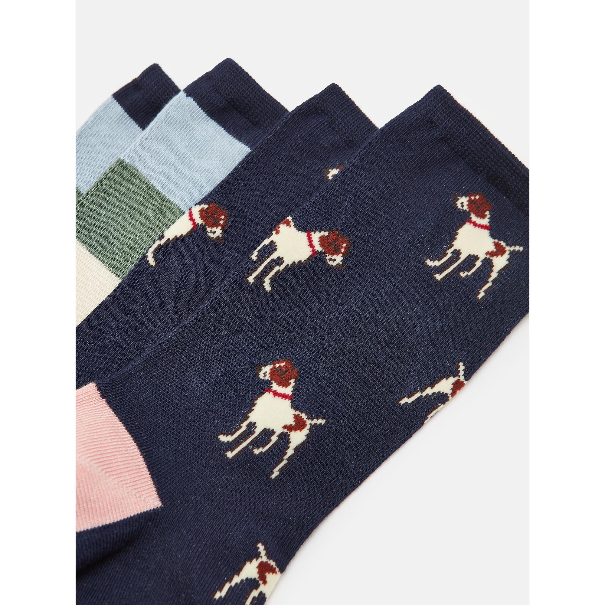 Product image 2 of 3 of Joules Women's Everyday Socks 2 Pack UK 4-8- Navy/Pink