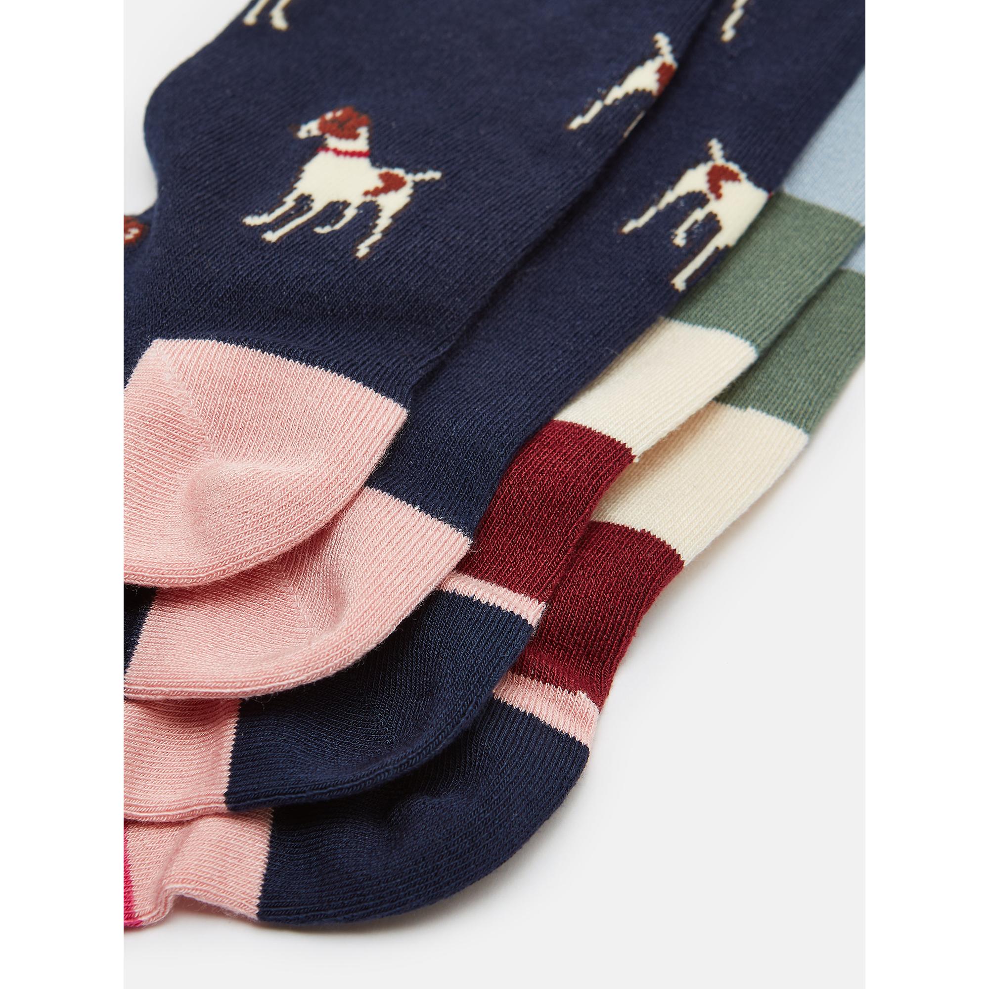 Product image 3 of 3 of Joules Women's Everyday Socks 2 Pack UK 4-8- Navy/Pink