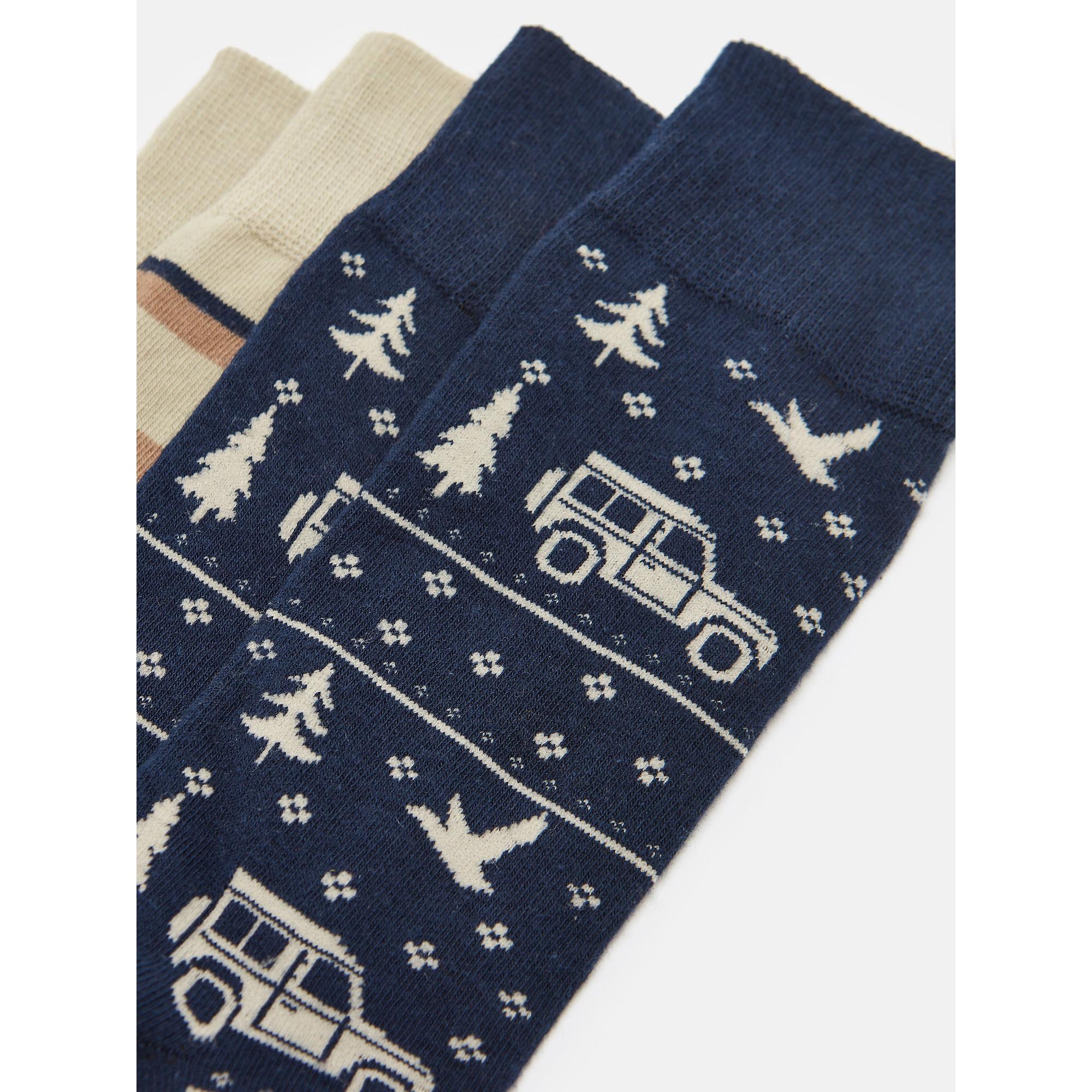 Product image 4 of 5 of Joules Men's Kingsbury Socks 2 Pack UK 7-12 - Navy/Oatmeal