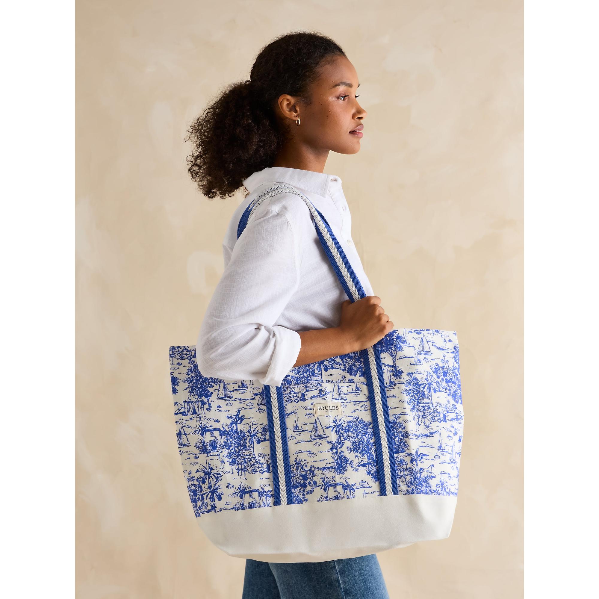 Product image 7 of 7 of Joules Women's Promenade Canvas Beach Bag - Blue Toile