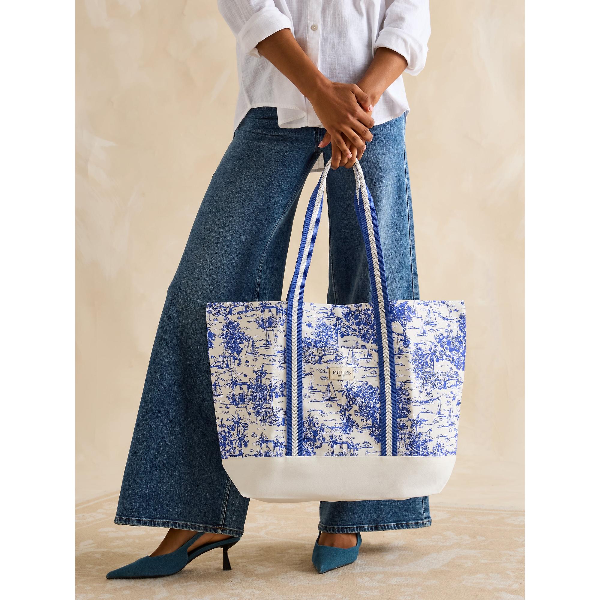 Product image 6 of 7 of Joules Women's Promenade Canvas Beach Bag - Blue Toile