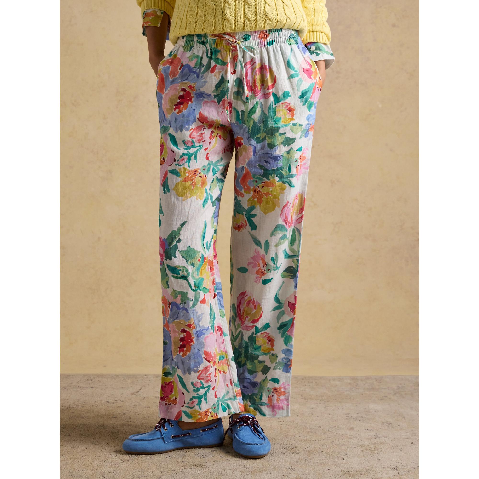 Product image 2 of 8 of Joules Women's Relaxed Wide Leg Trousers with Linen - Multi Floral