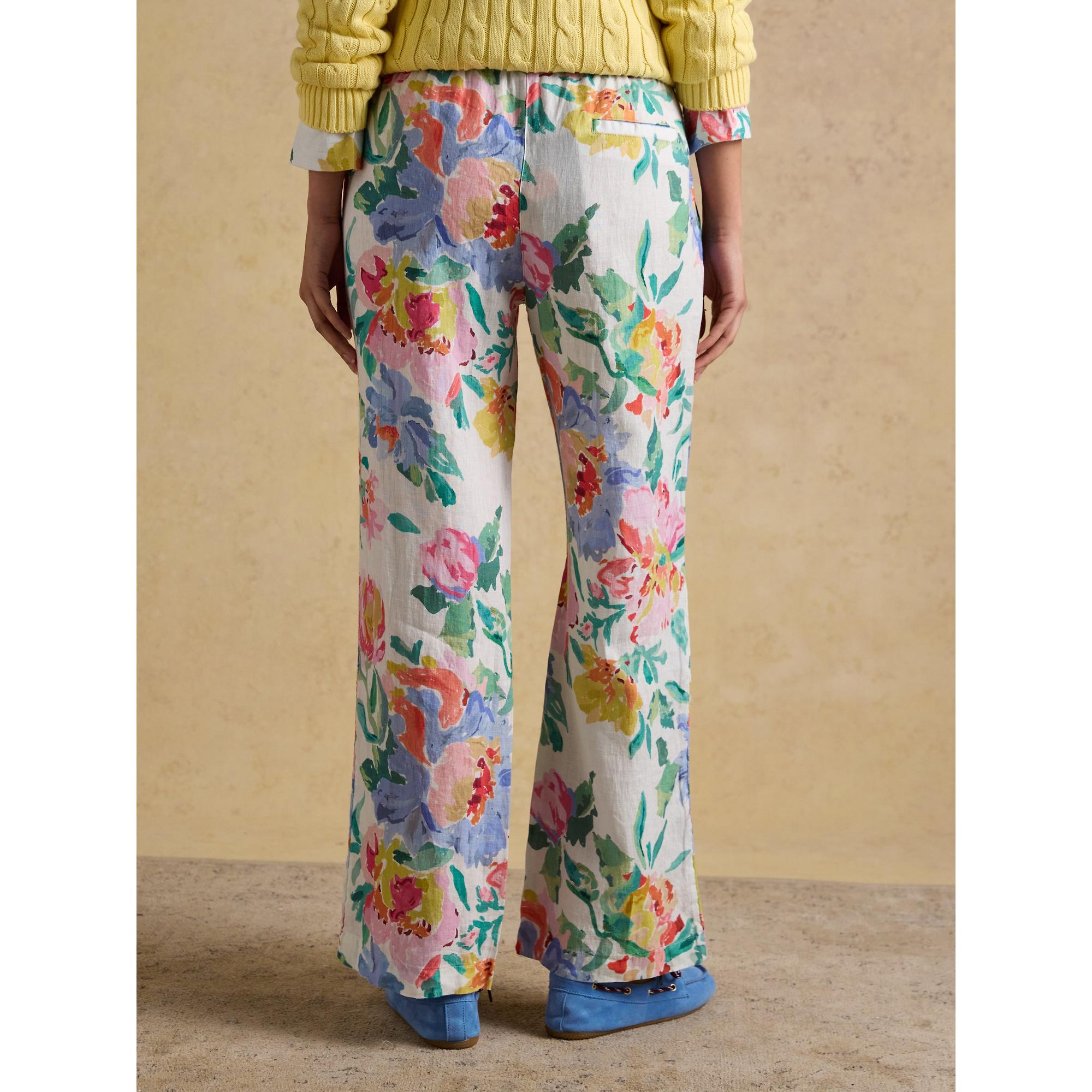 Product image 3 of 8 of Joules Women's Relaxed Wide Leg Trousers with Linen - Multi Floral