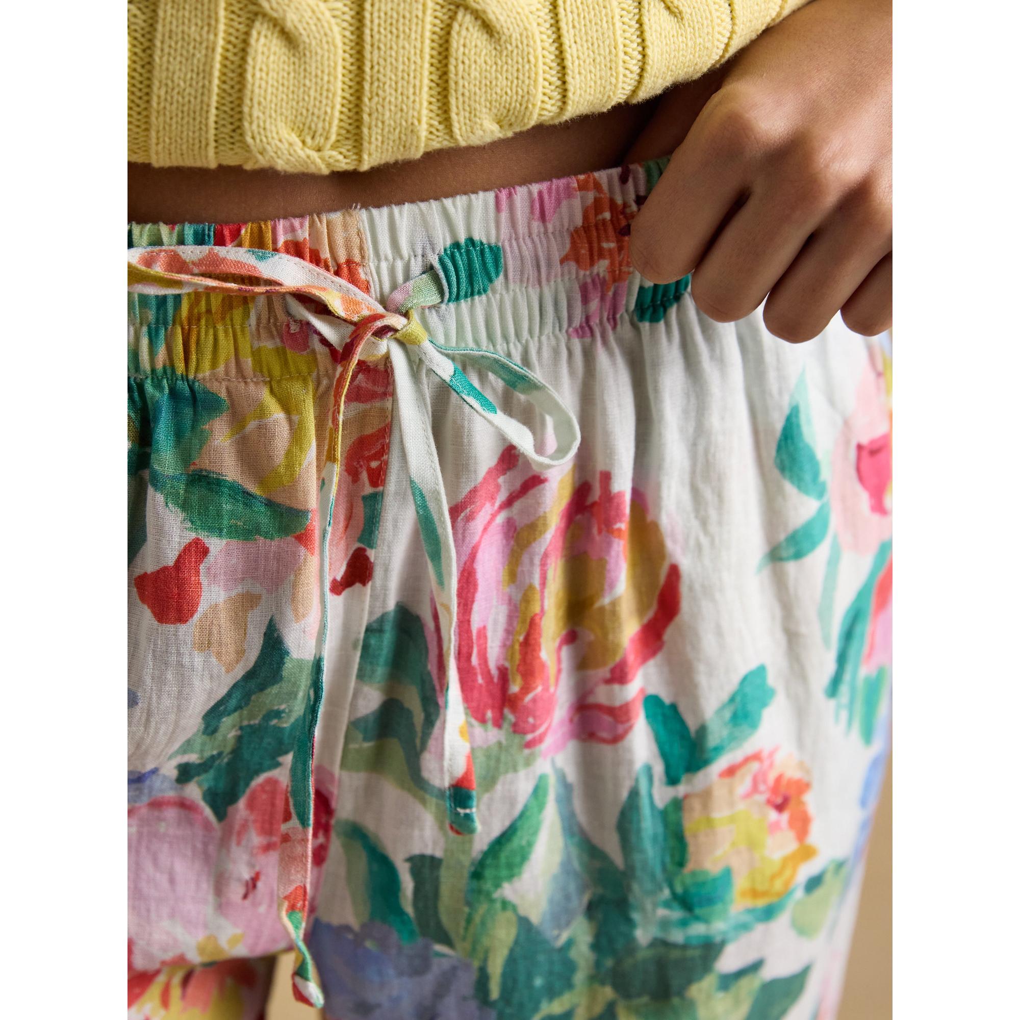 Product image 5 of 8 of Joules Women's Relaxed Wide Leg Trousers with Linen - Multi Floral
