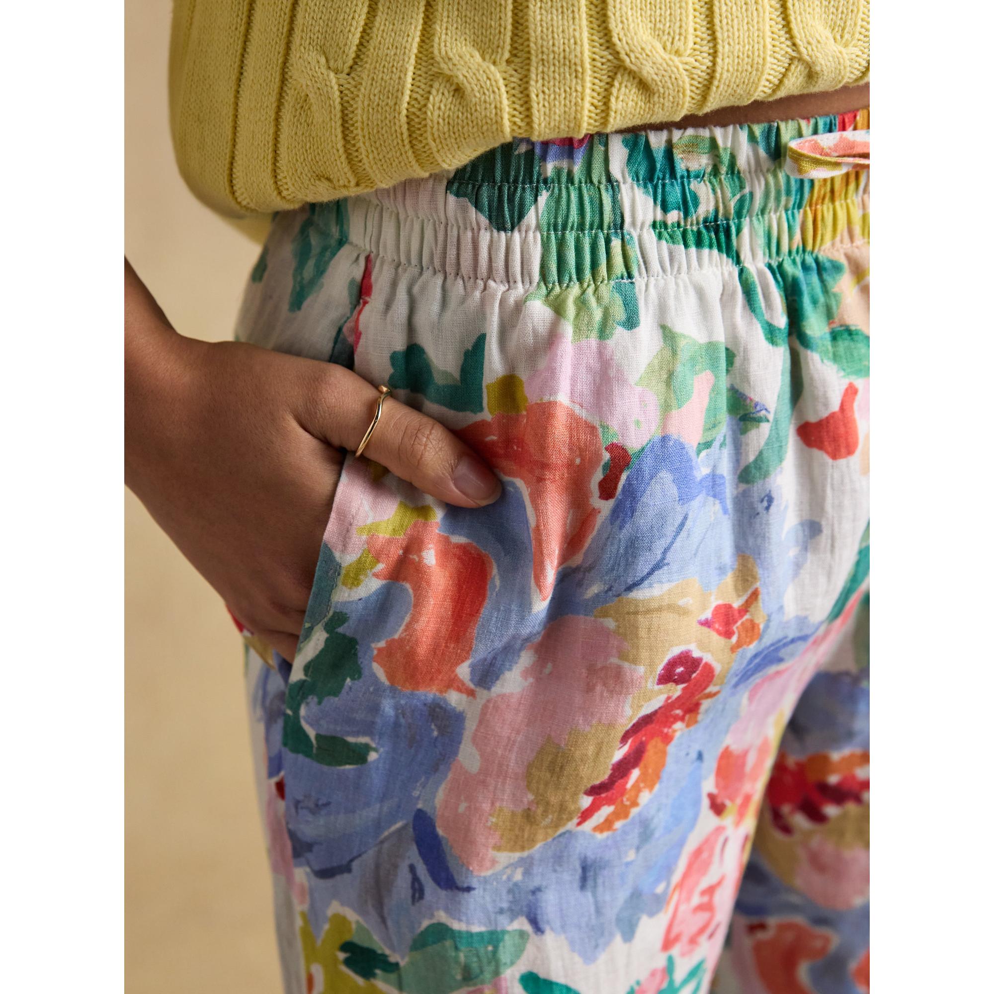 Product image 6 of 8 of Joules Women's Relaxed Wide Leg Trousers with Linen - Multi Floral